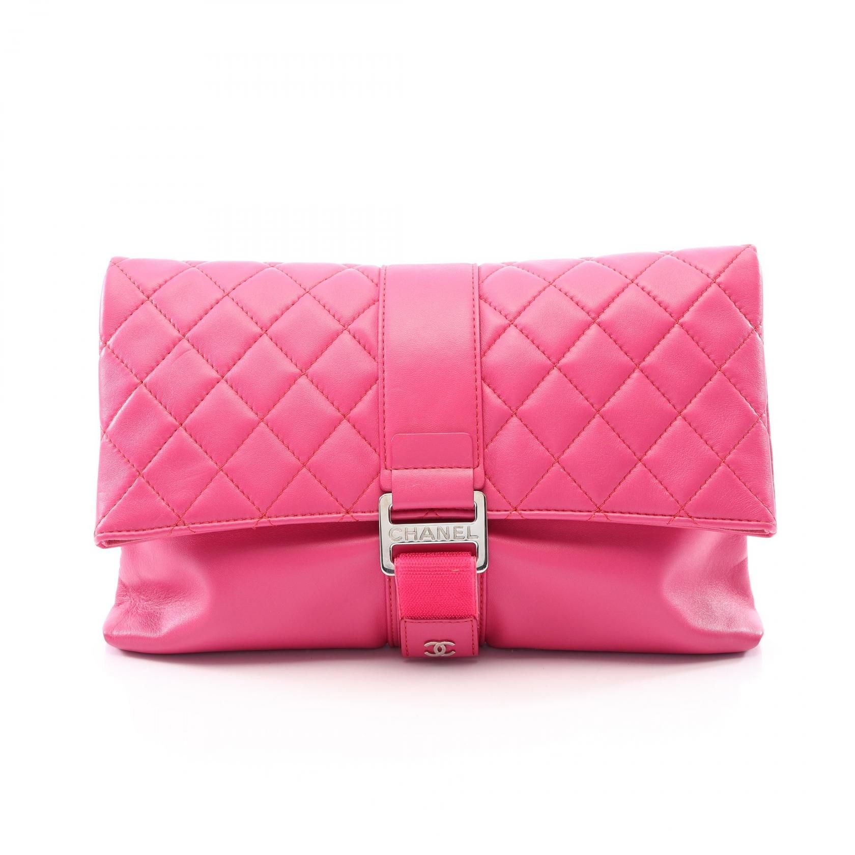 Grip Clutch, Pink Lambskin