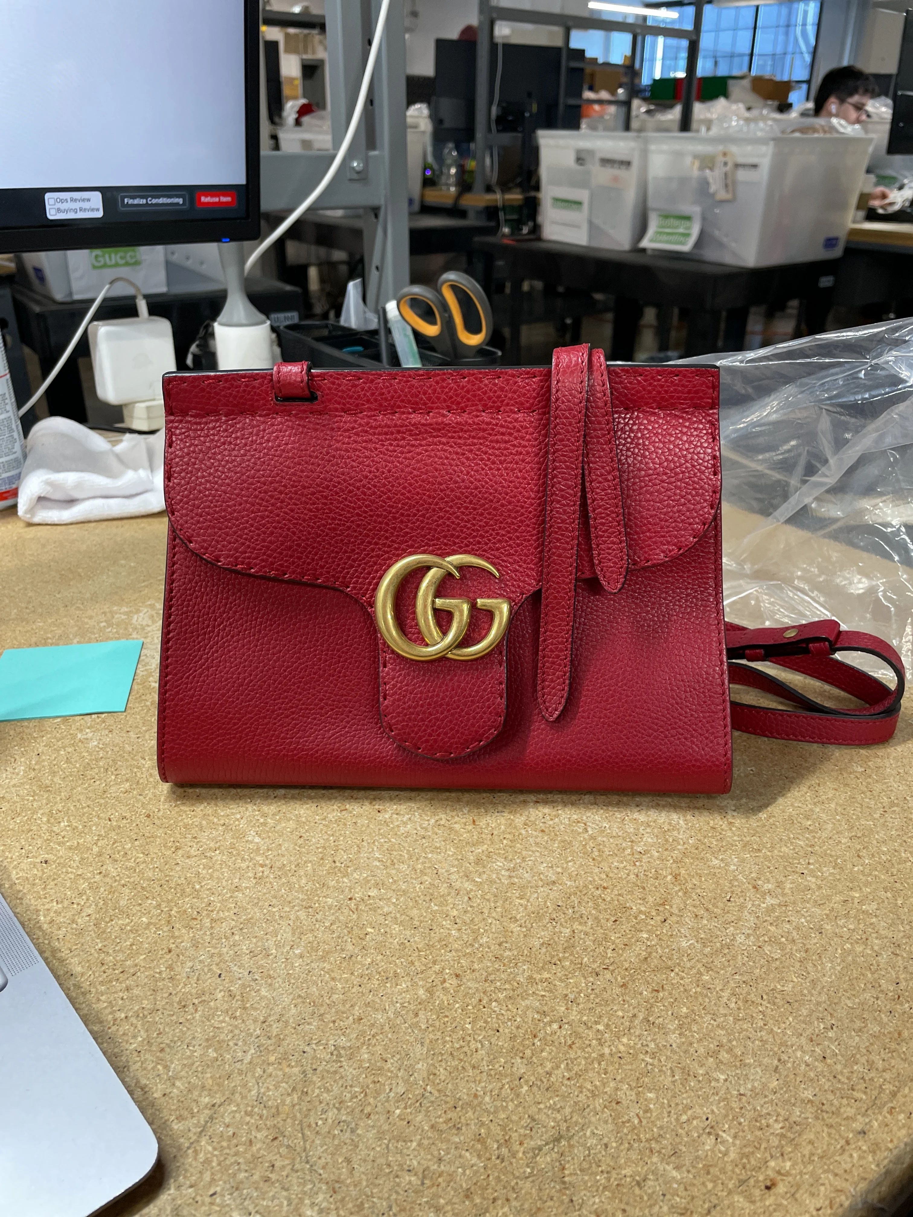 Gg Marmont Top Handle Bag Leather Mini — view 6