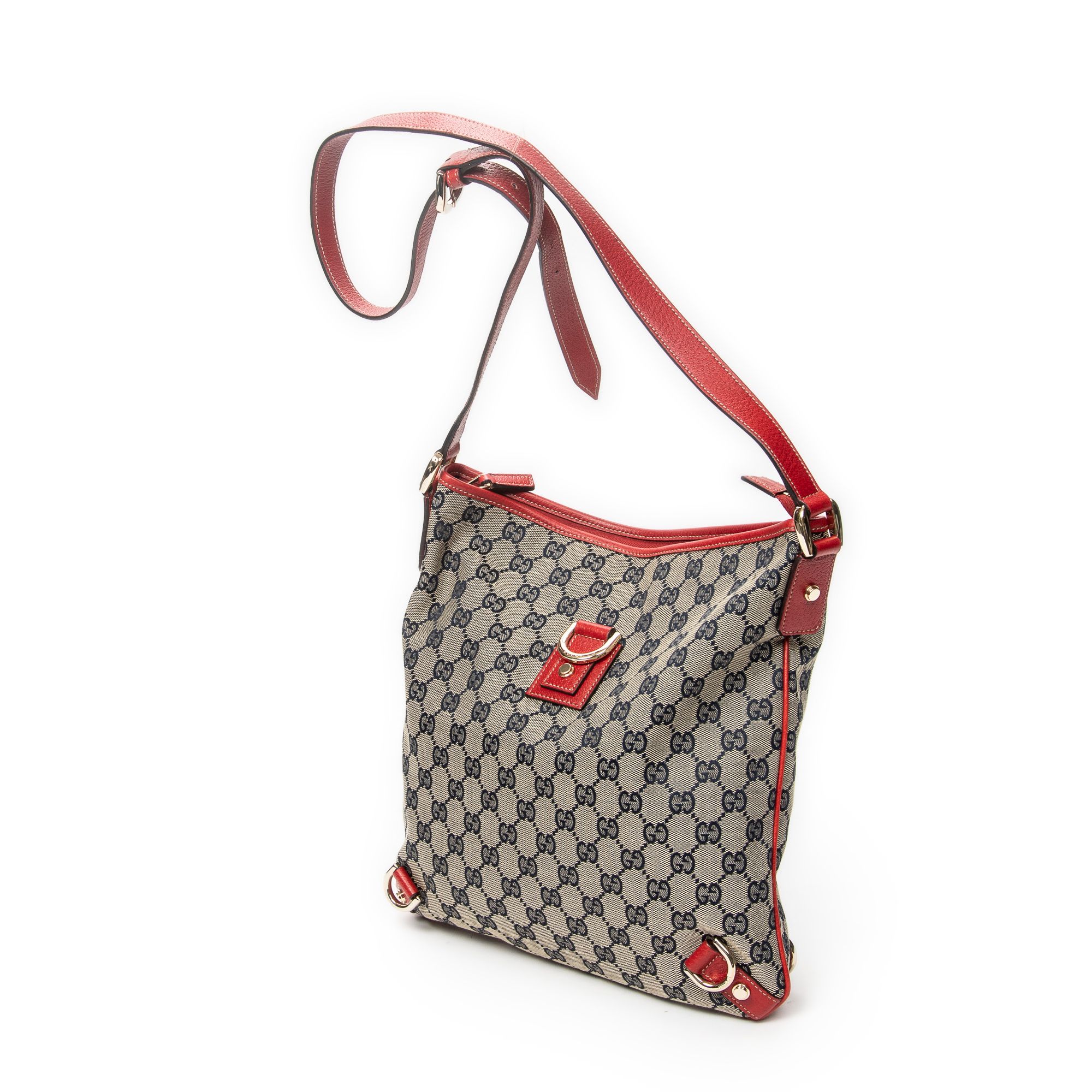 Abbey Crossbody Red/Navy/Beige Monogrammed Canvas Gold — view 2