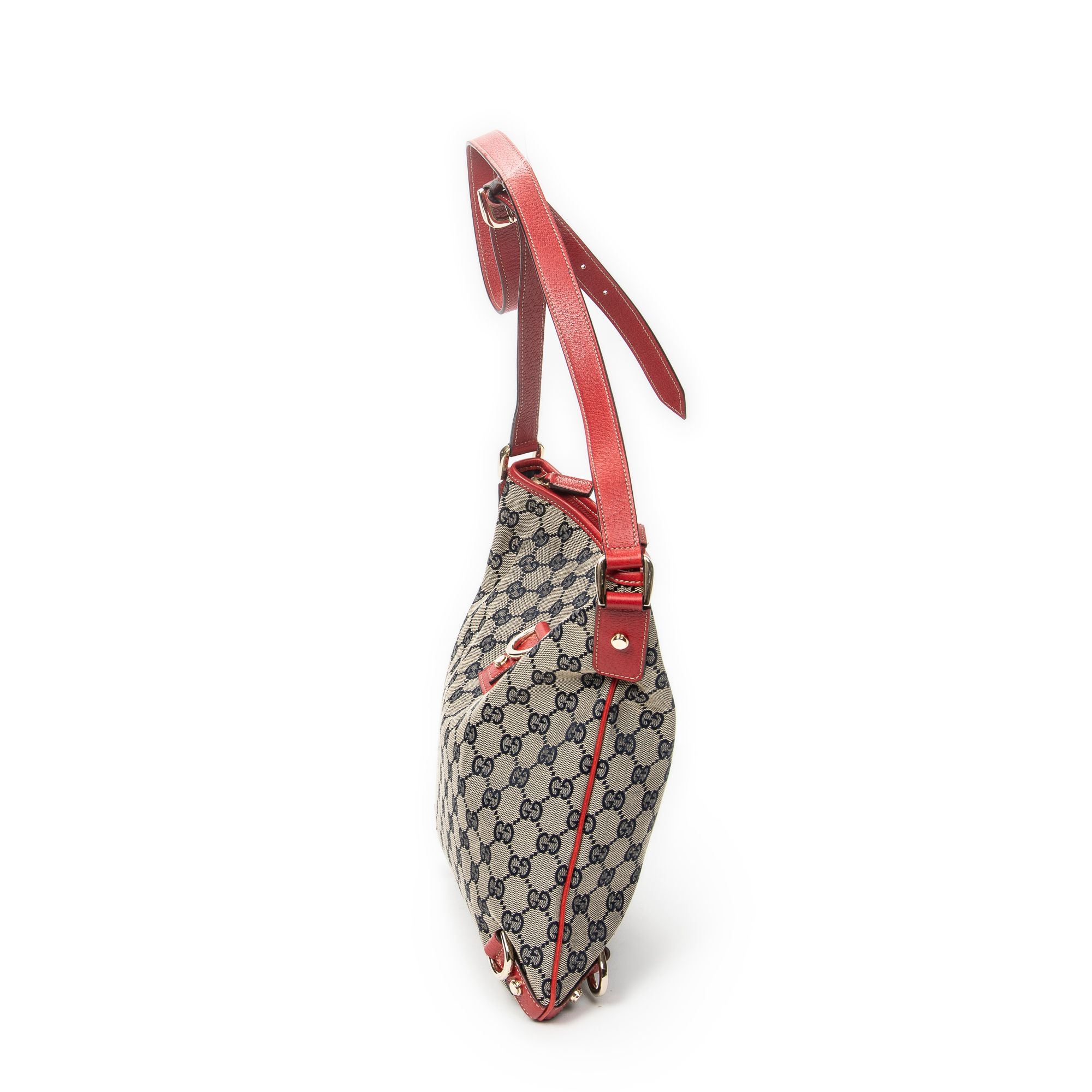 Abbey Crossbody Red/Navy/Beige Monogrammed Canvas Gold — view 3