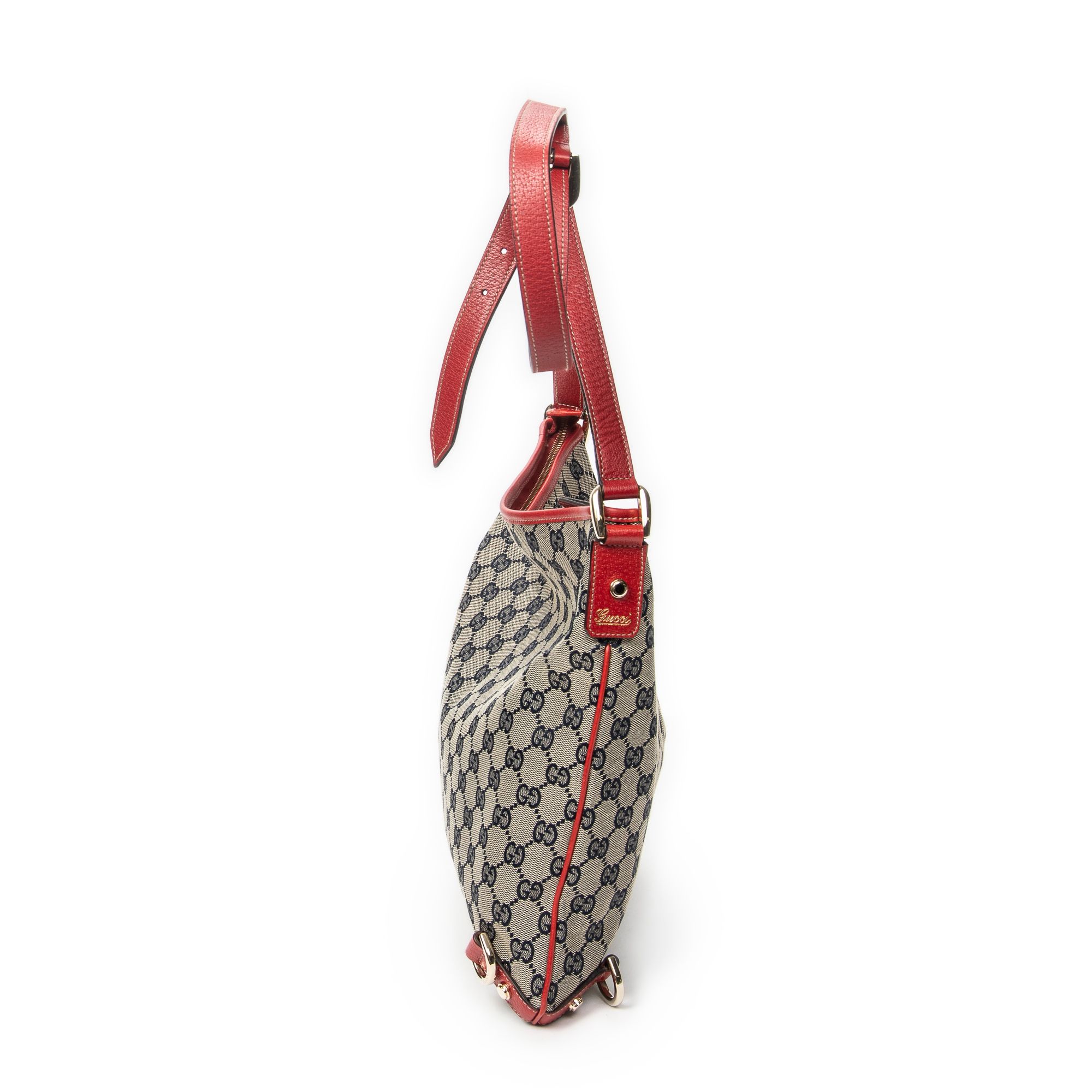 Abbey Crossbody Red/Navy/Beige Monogrammed Canvas Gold — view 4
