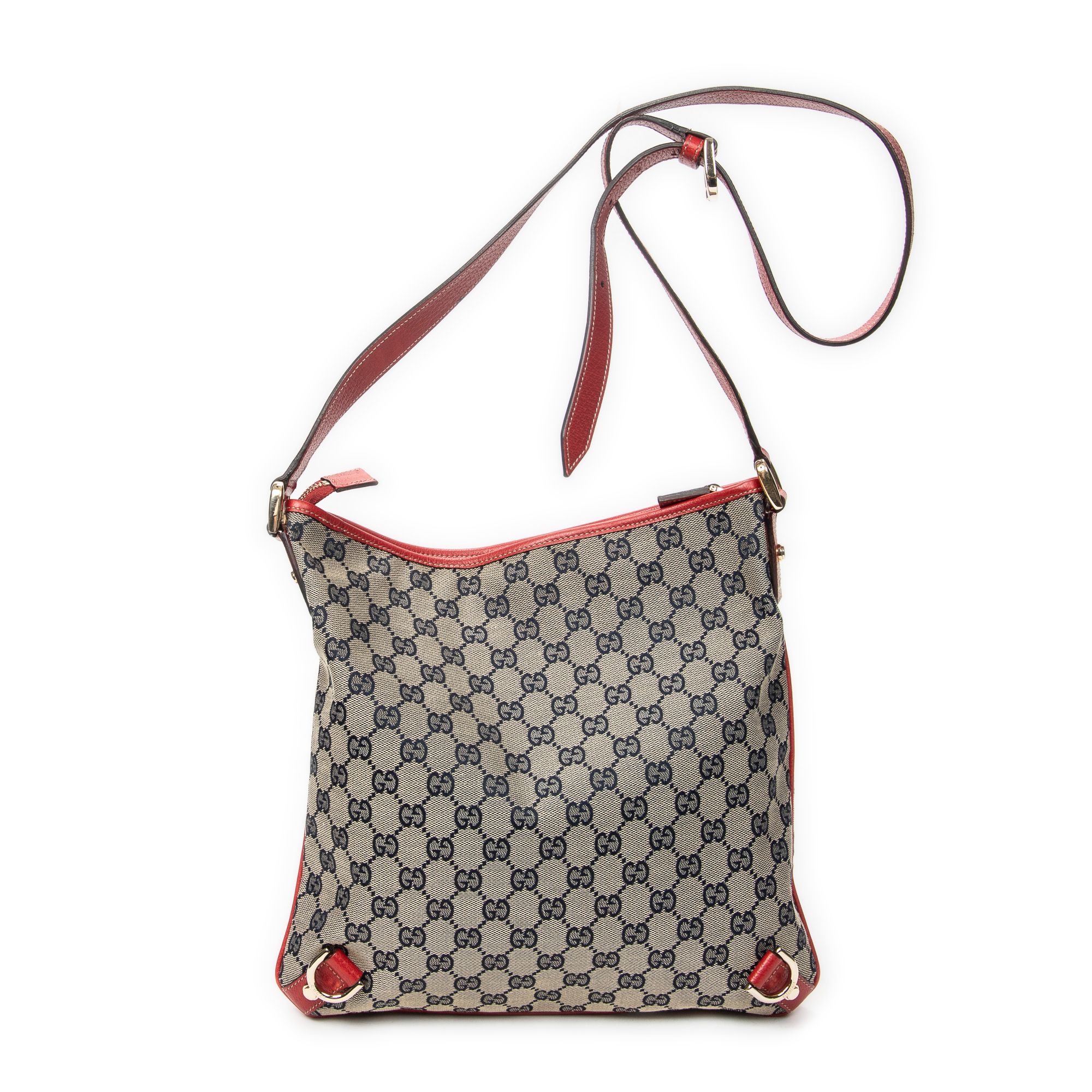 Abbey Crossbody Red/Navy/Beige Monogrammed Canvas Gold — view 5