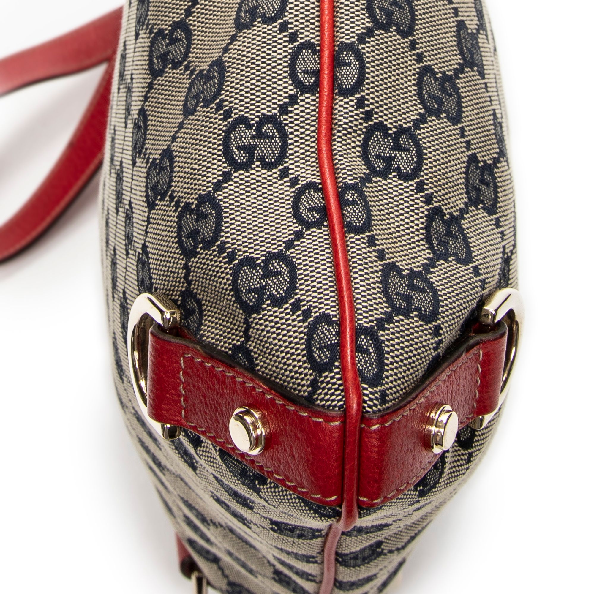 Abbey Crossbody Red/Navy/Beige Monogrammed Canvas Gold — view 7
