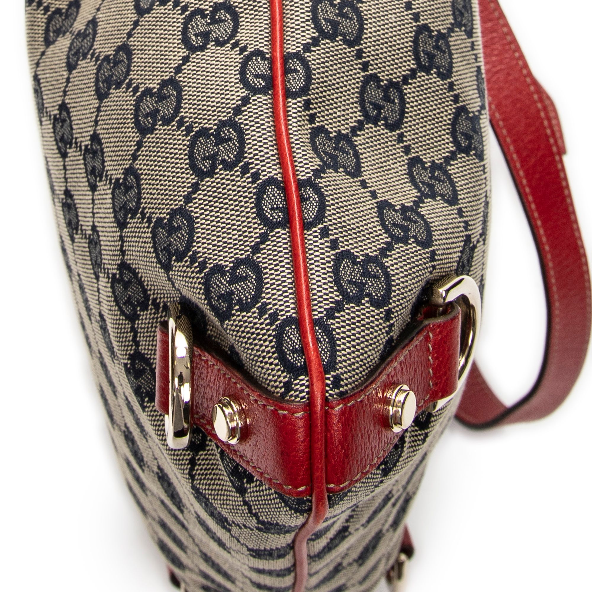 Abbey Crossbody Red/Navy/Beige Monogrammed Canvas Gold — view 8