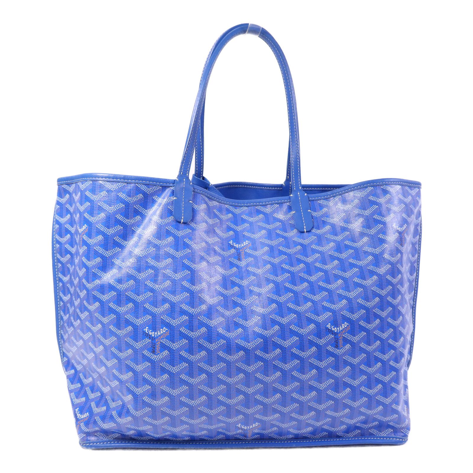 Painted Anjou Pm Ginpaku Handmade Bag Tote Bag Blue Pvc Coated Canvas — view 2