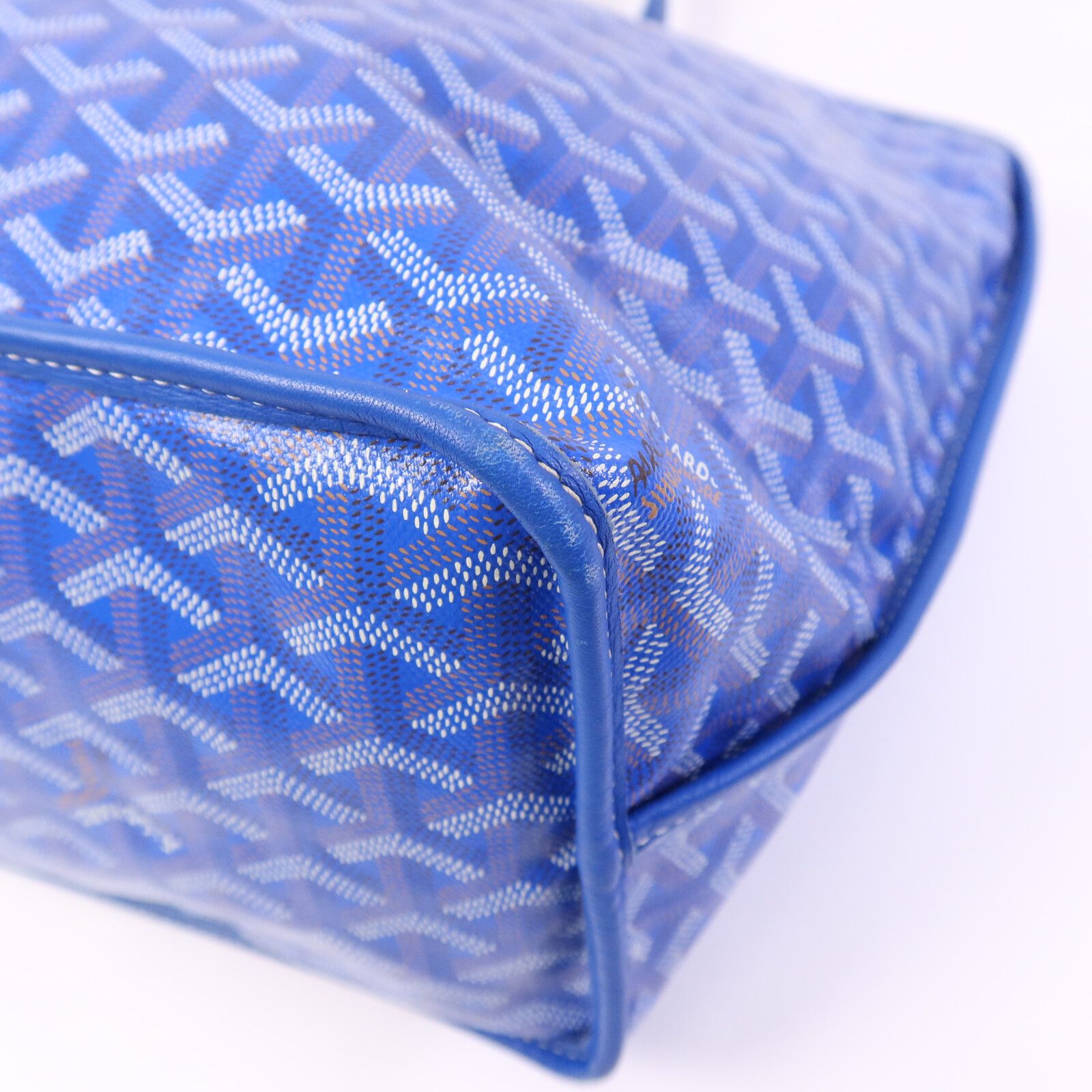 Painted Anjou Pm Ginpaku Handmade Bag Tote Bag Blue Pvc Coated Canvas — view 12