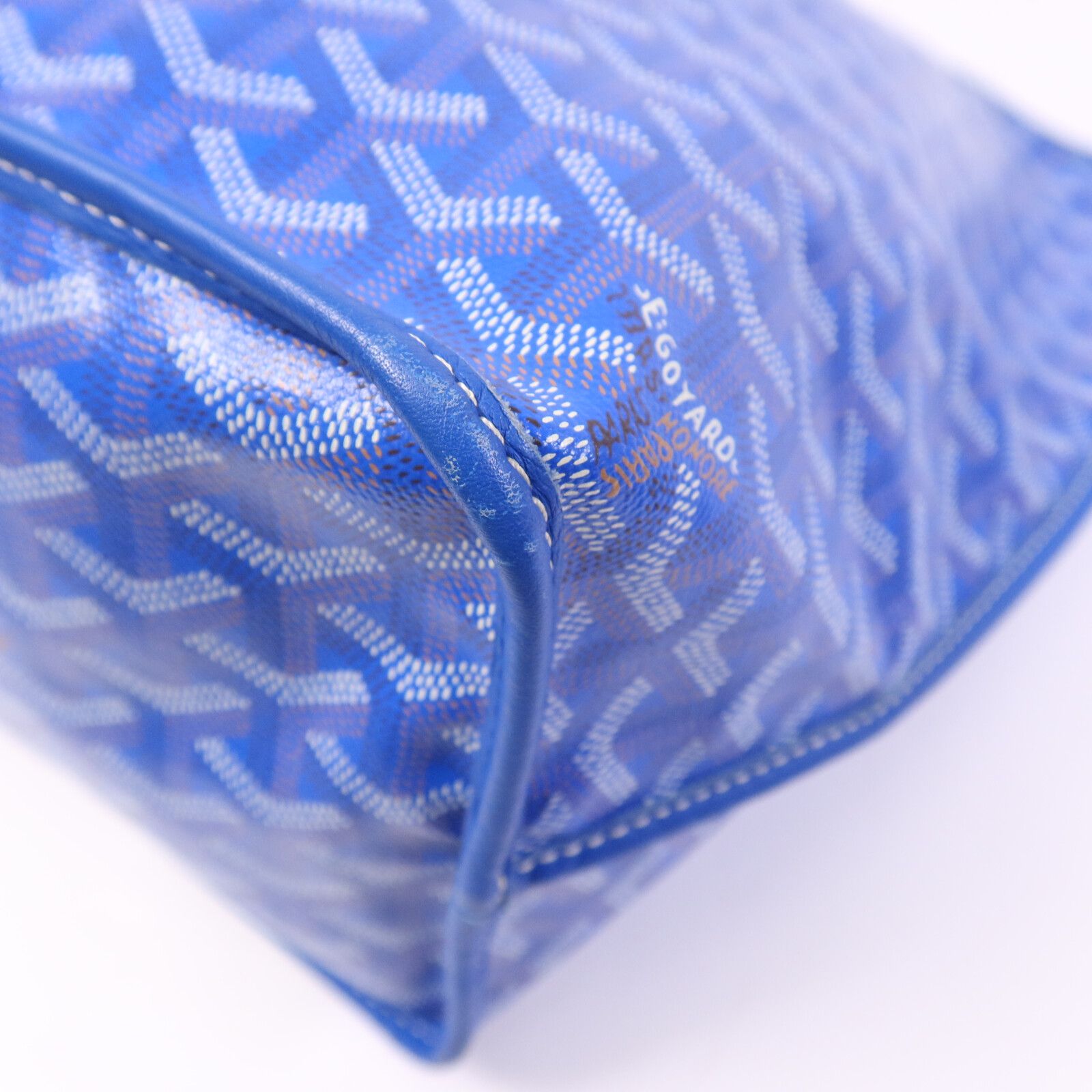 Painted Anjou Pm Ginpaku Handmade Bag Tote Bag Blue Pvc Coated Canvas — view 14