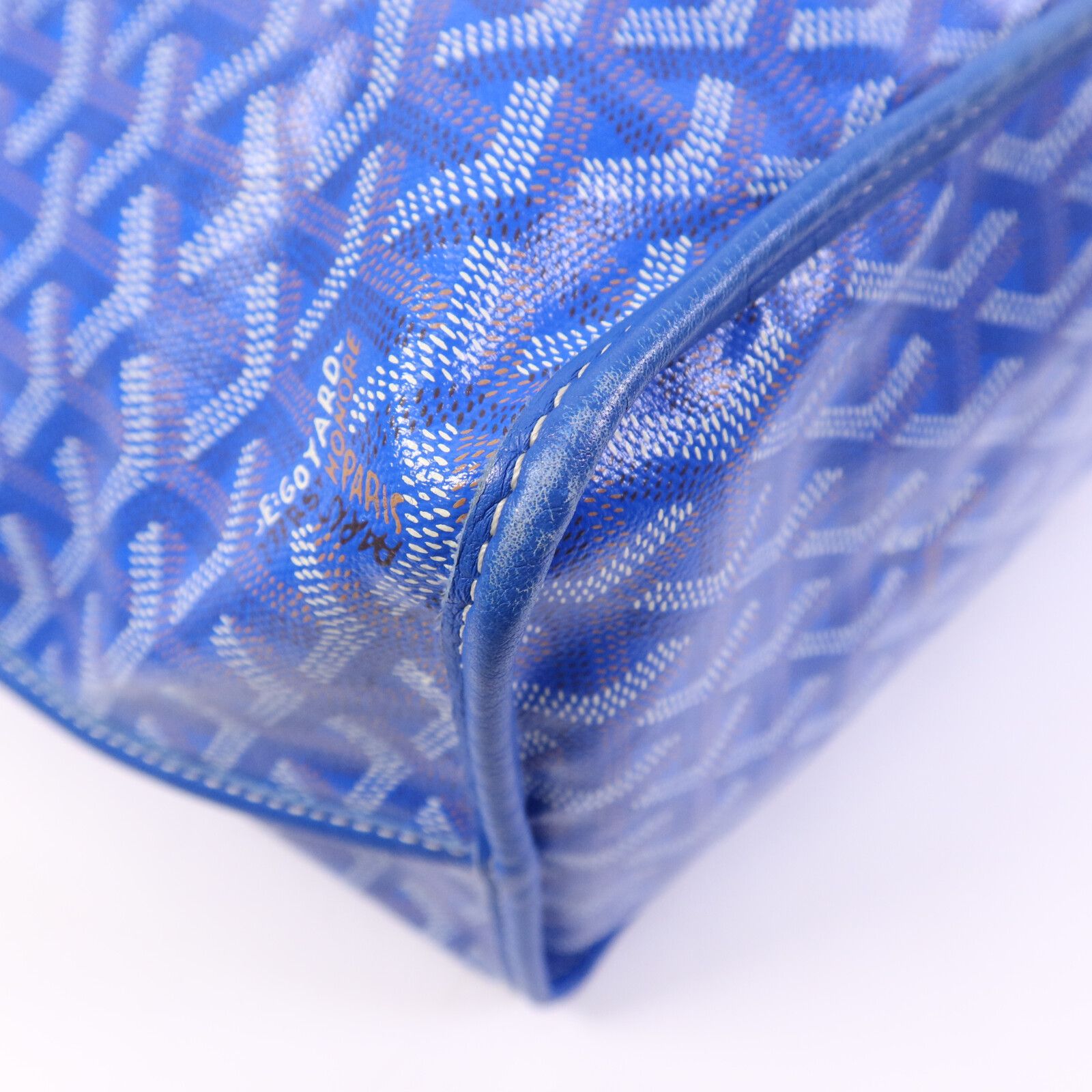 Painted Anjou Pm Ginpaku Handmade Bag Tote Bag Blue Pvc Coated Canvas — view 15