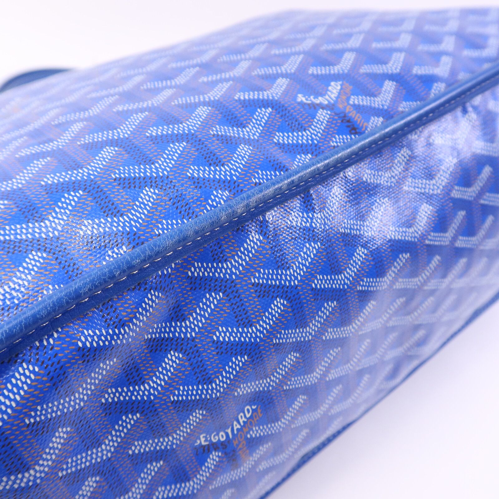 Painted Anjou Pm Ginpaku Handmade Bag Tote Bag Blue Pvc Coated Canvas — view 16