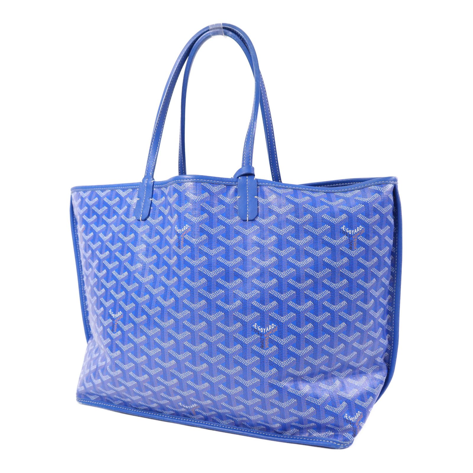 Painted Anjou Pm Ginpaku Handmade Bag Tote Bag Blue Pvc Coated Canvas — view 3