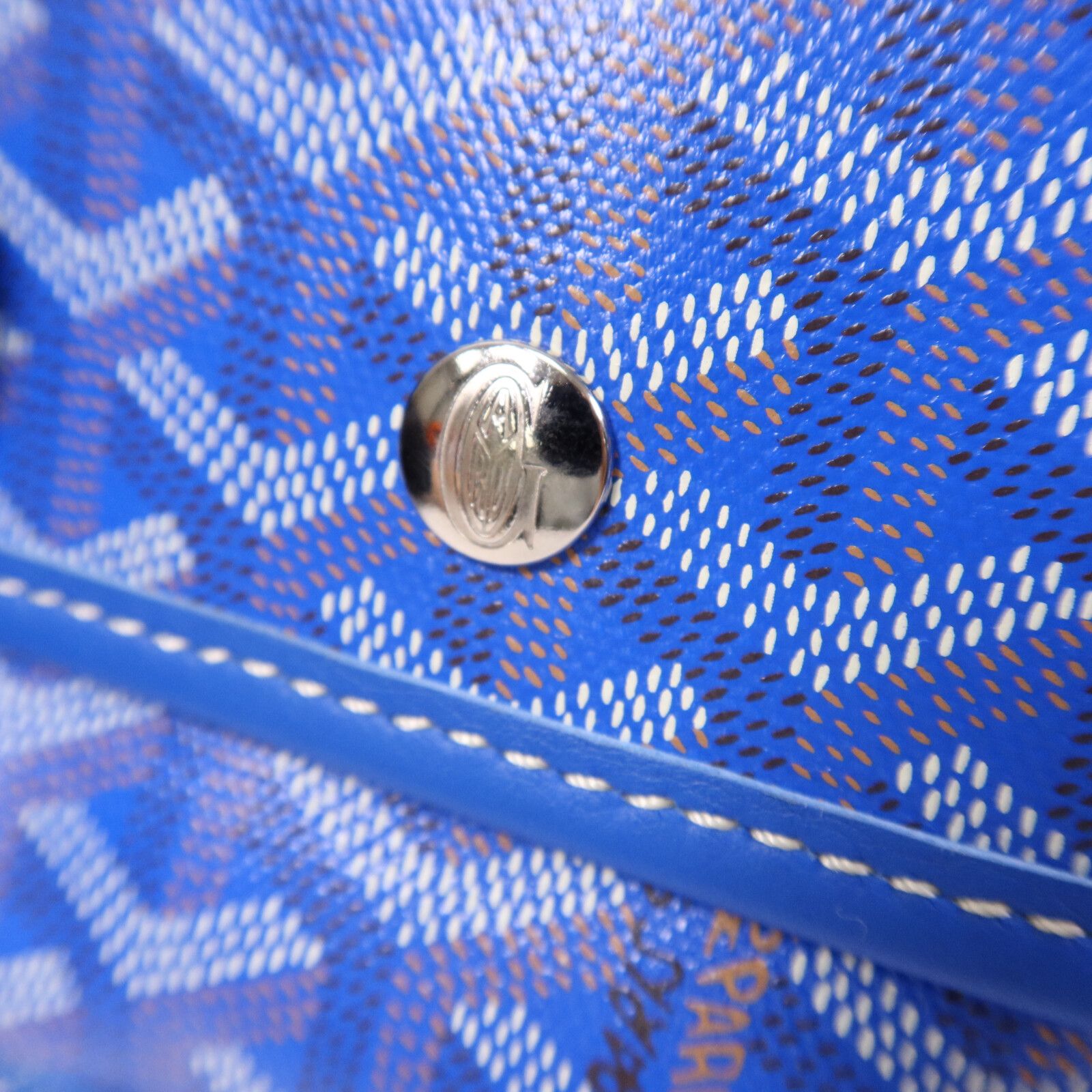 Painted Anjou Pm Ginpaku Handmade Bag Tote Bag Blue Pvc Coated Canvas — view 8