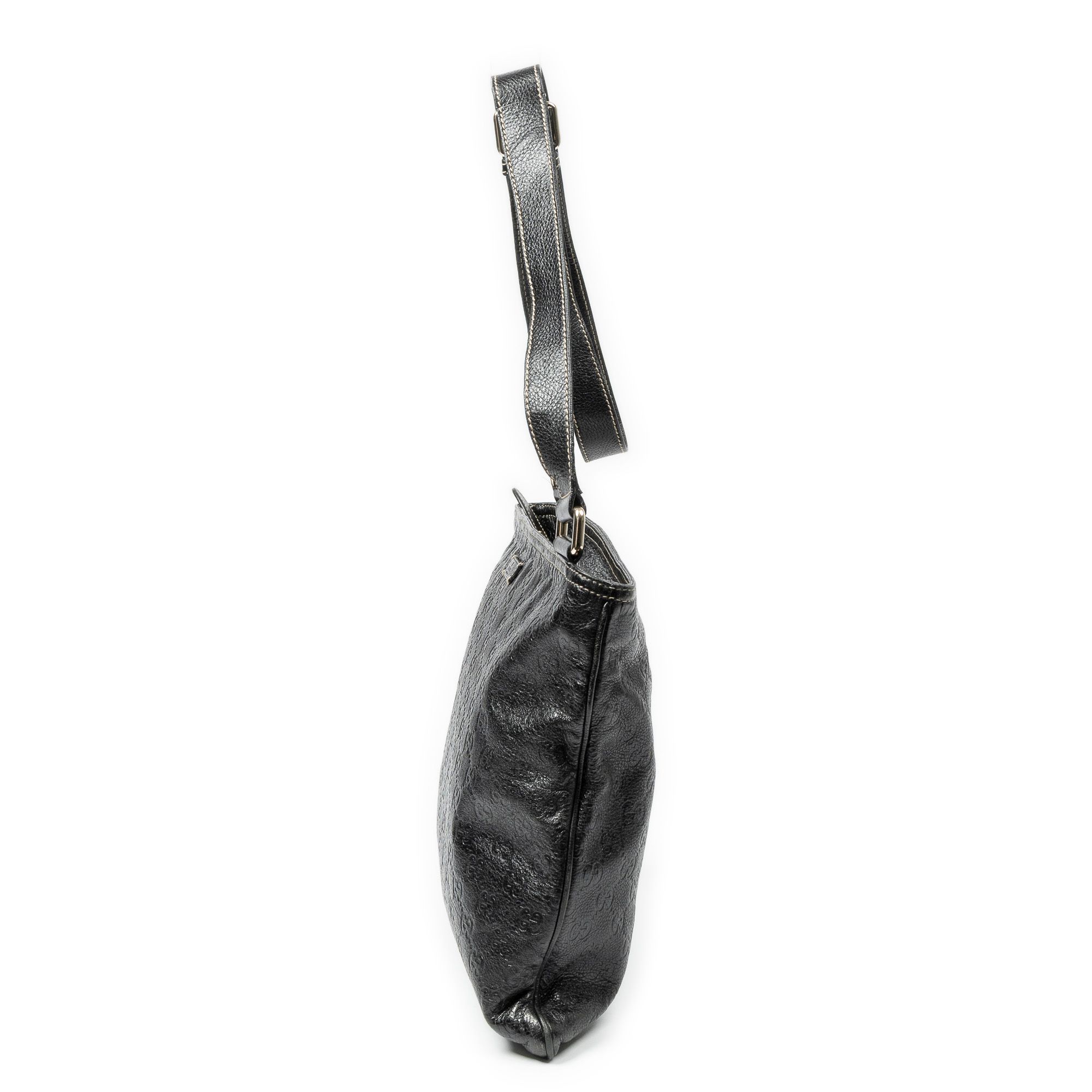 Large Square Zip Messenger Black Guccissima Leather Gold — view 3