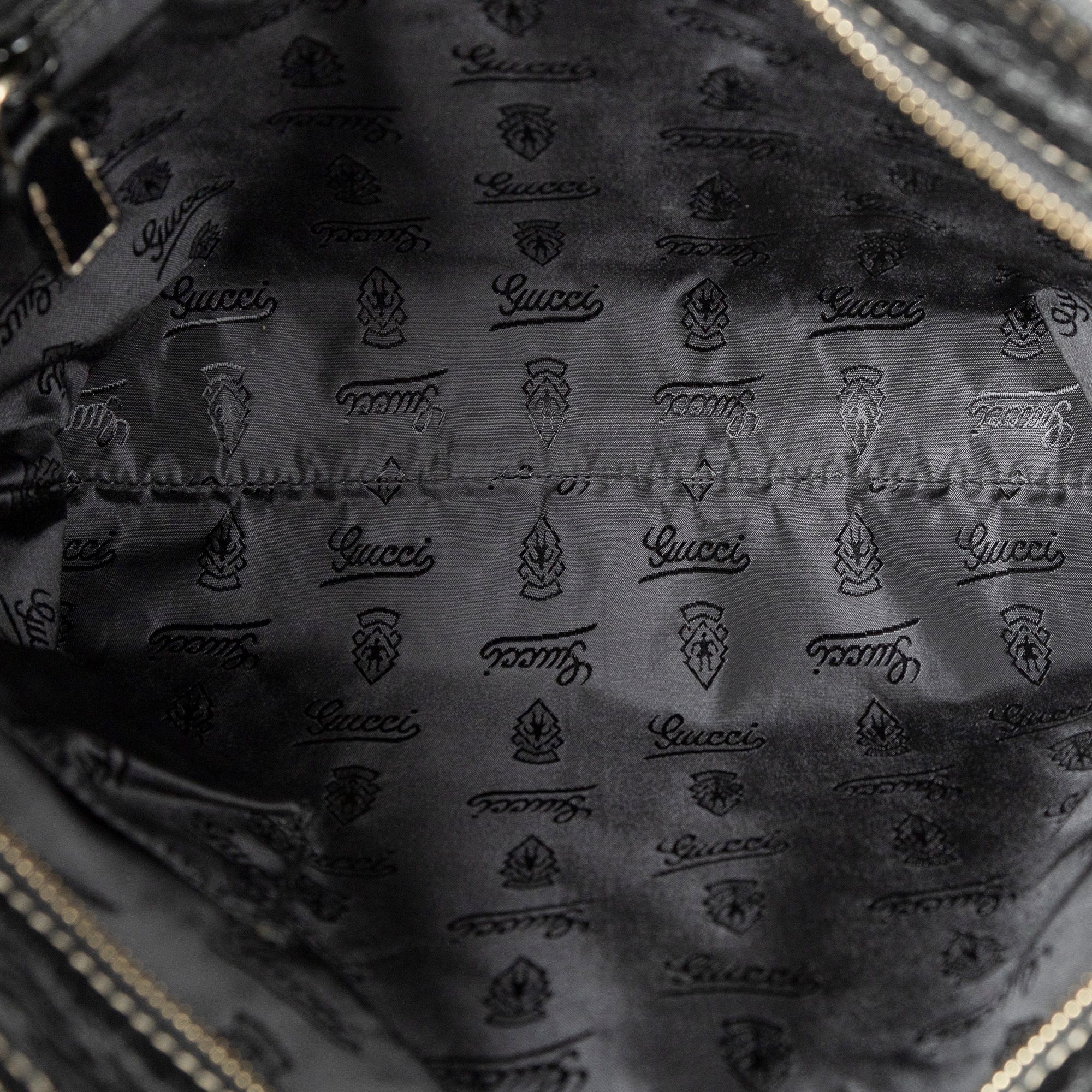 Large Square Zip Messenger Black Guccissima Leather Gold — view 9
