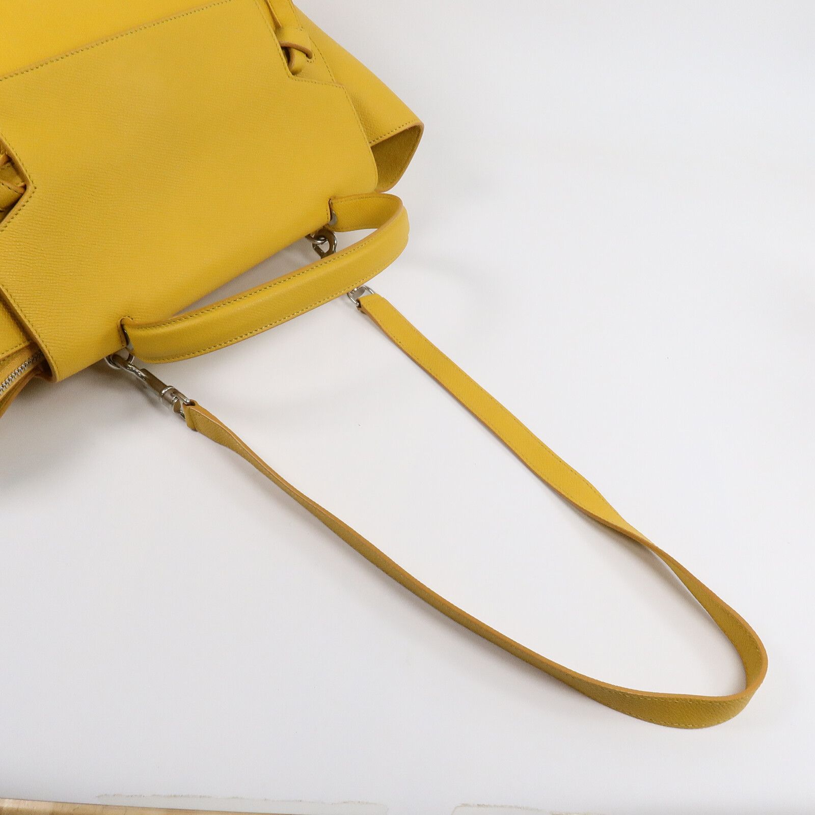 Cowhide Leather Mini Belt Bag Hand-handed Shoulder And Back Bag 2way Shoulder Bag Yellow Calfskin (cowhid — view 9