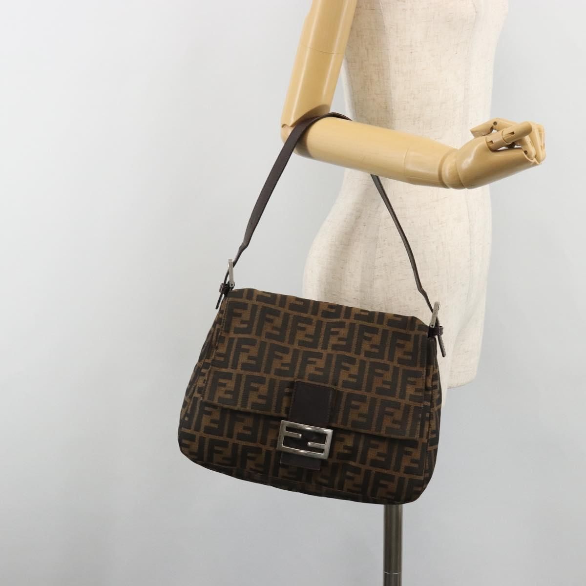 Mama Baguette Shoulder Bag Black Silver Brown Auth, Black — view 25