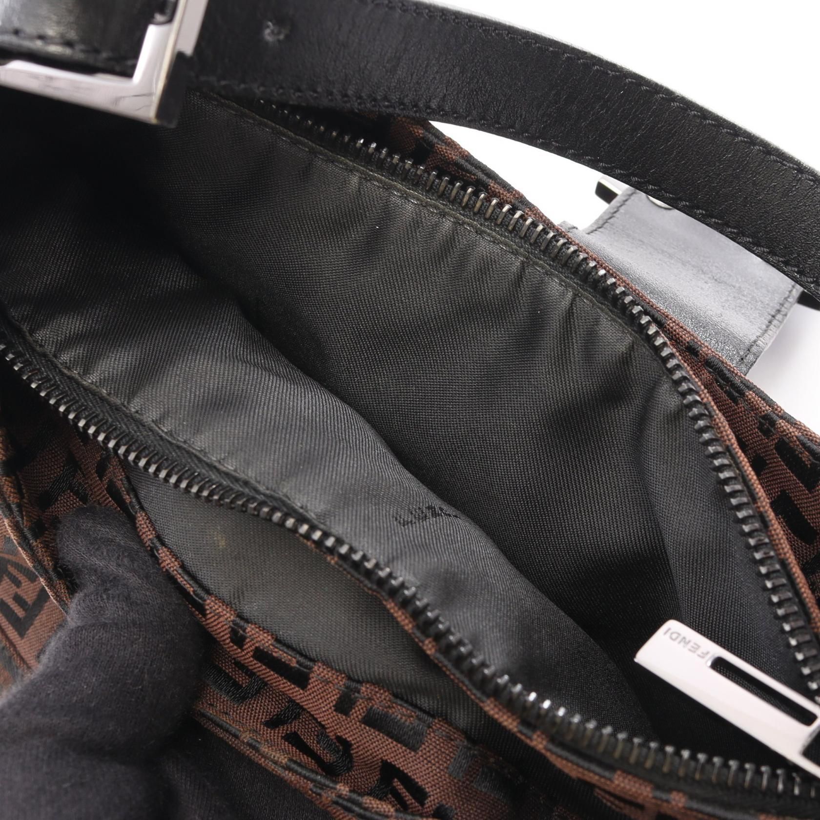Zucchino Shoulder Bag Brown Black Canvas — view 5