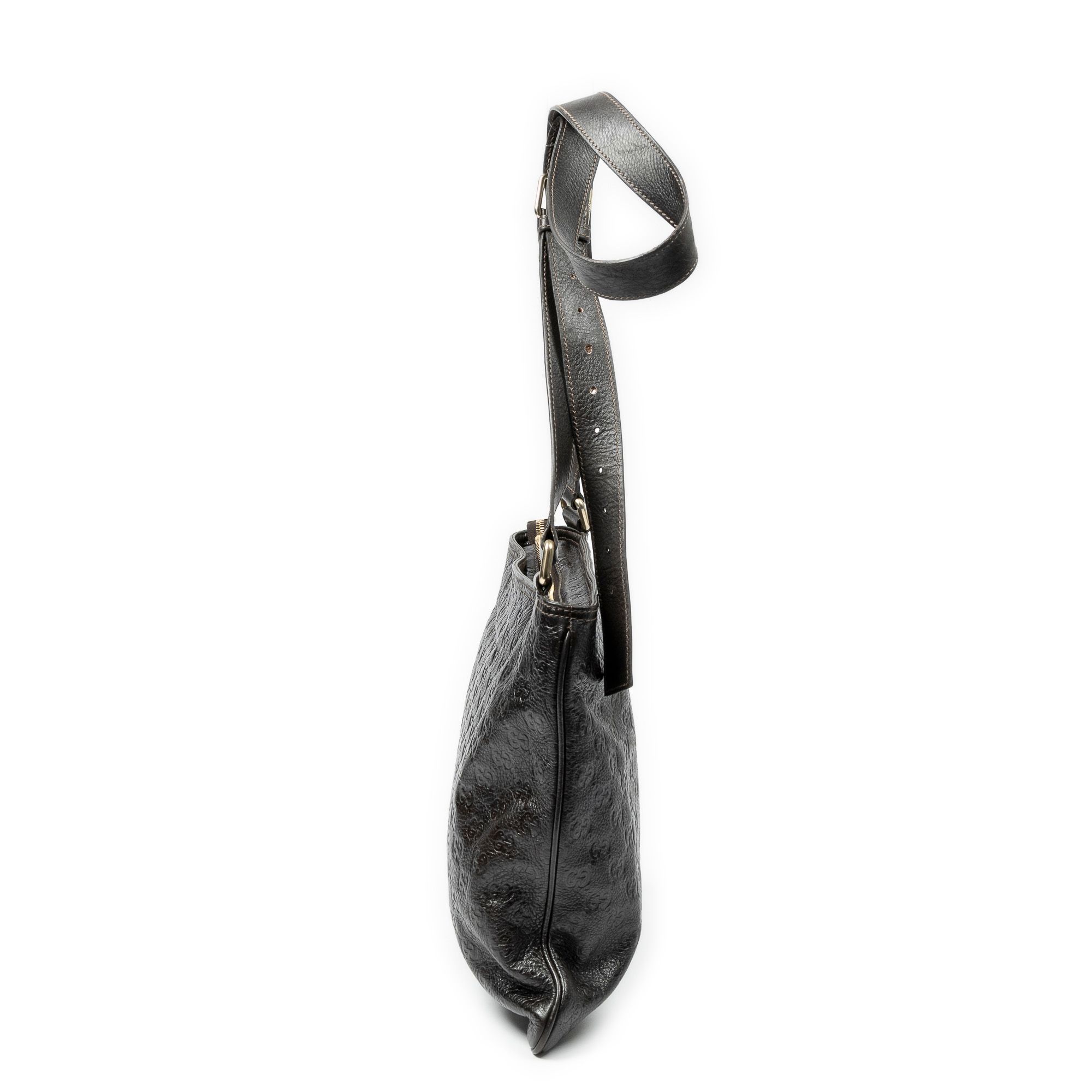 Large Square Zip Messenger Dark Brown Guccissima Leather Gold — view 4