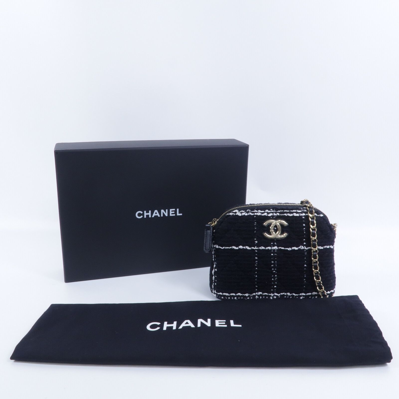 Tweed Mini Clutch with Chain — view 10