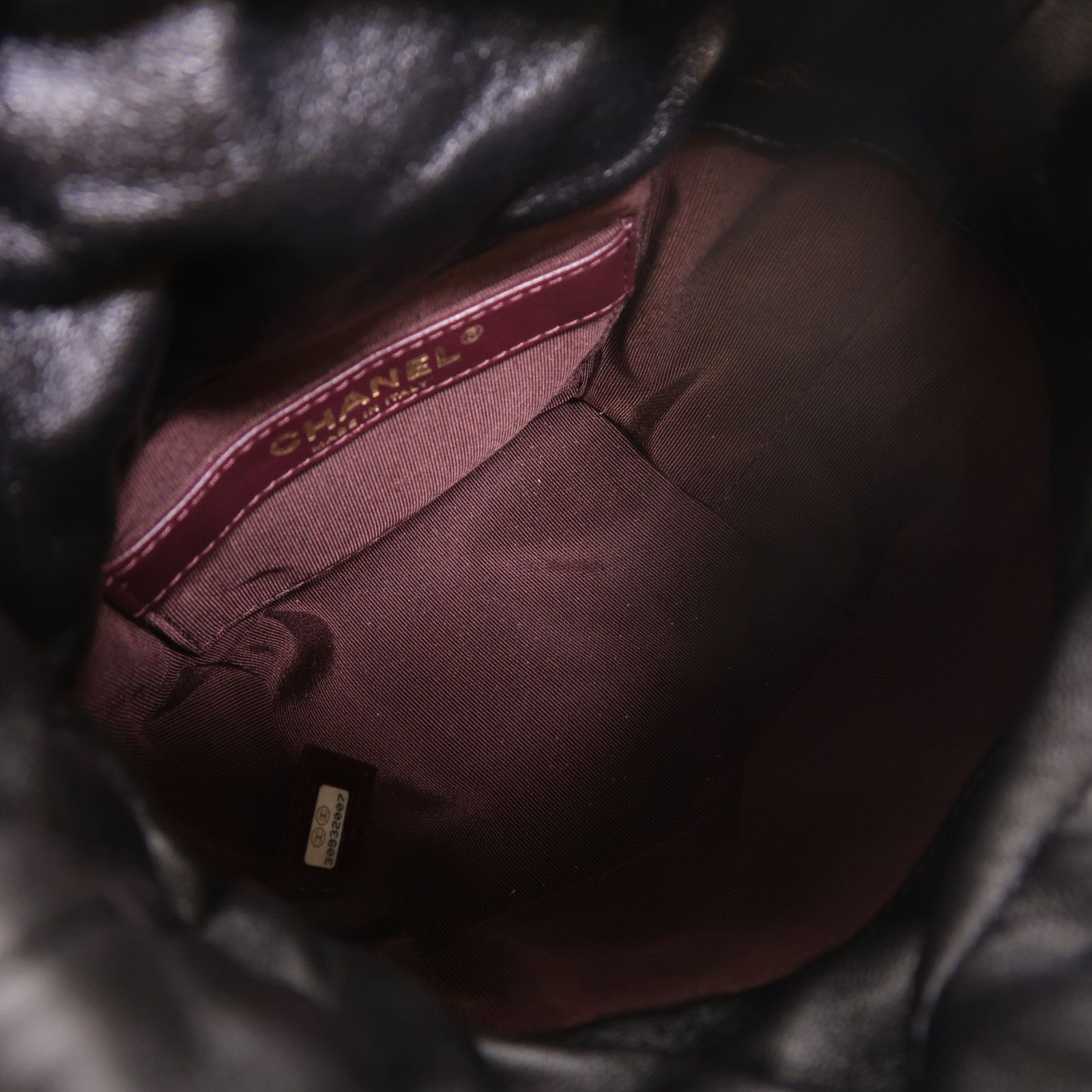 Lambskin Chain Drawstring Bucket Bag w/GHW — view 5