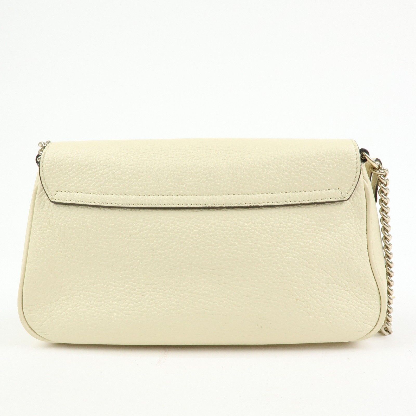 SOHO Interlocking G Leather Chain Shoulder Bag White 536224 — view 2