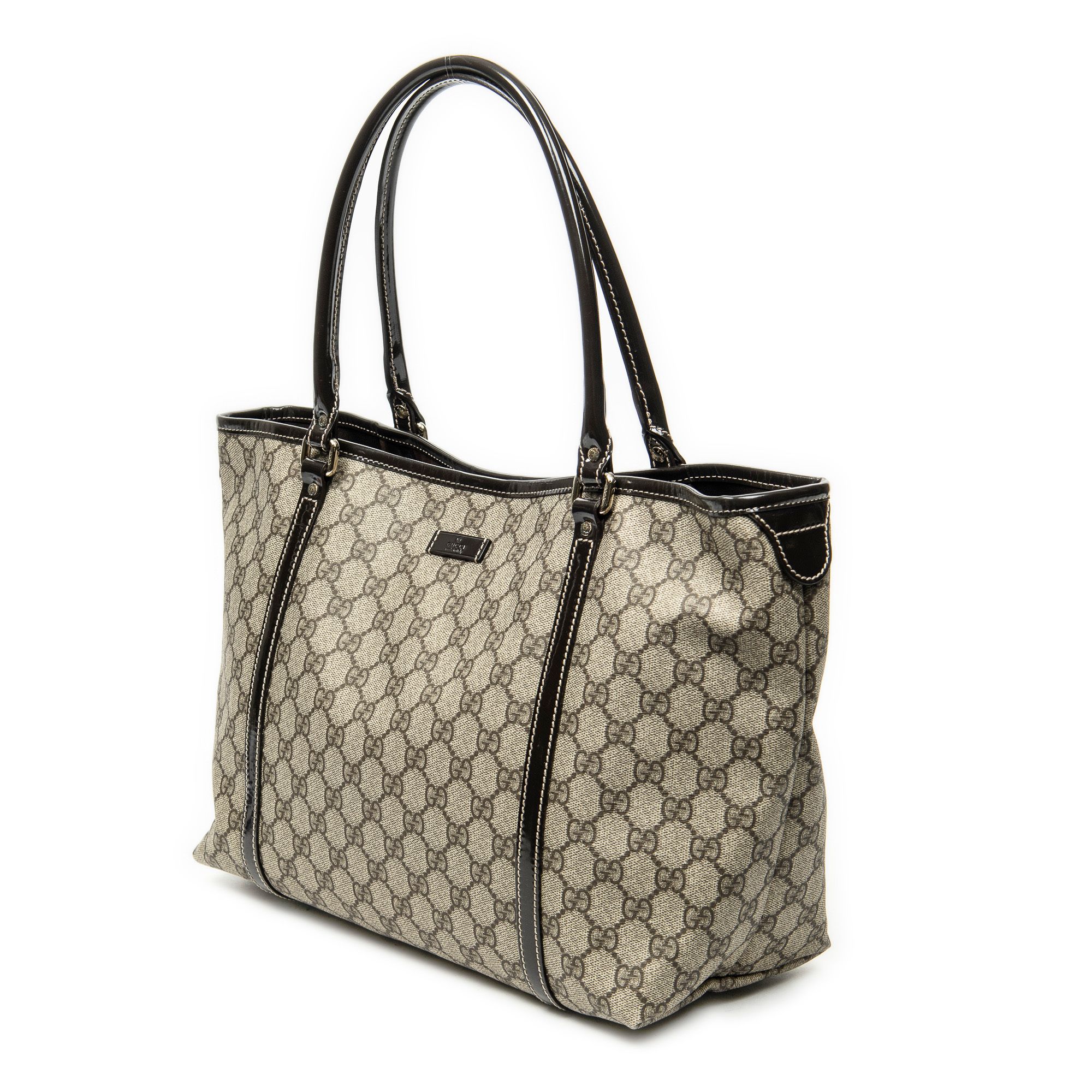 Medium Joy Tote Beige/Dark Brown Supreme Coated Canvas Gold — view 2