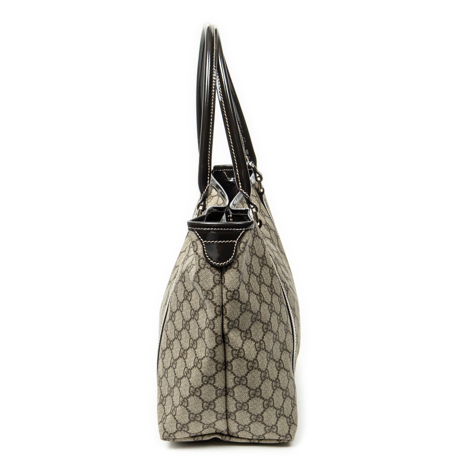 Medium Joy Tote Beige/Dark Brown Supreme Coated Canvas Gold — view 3