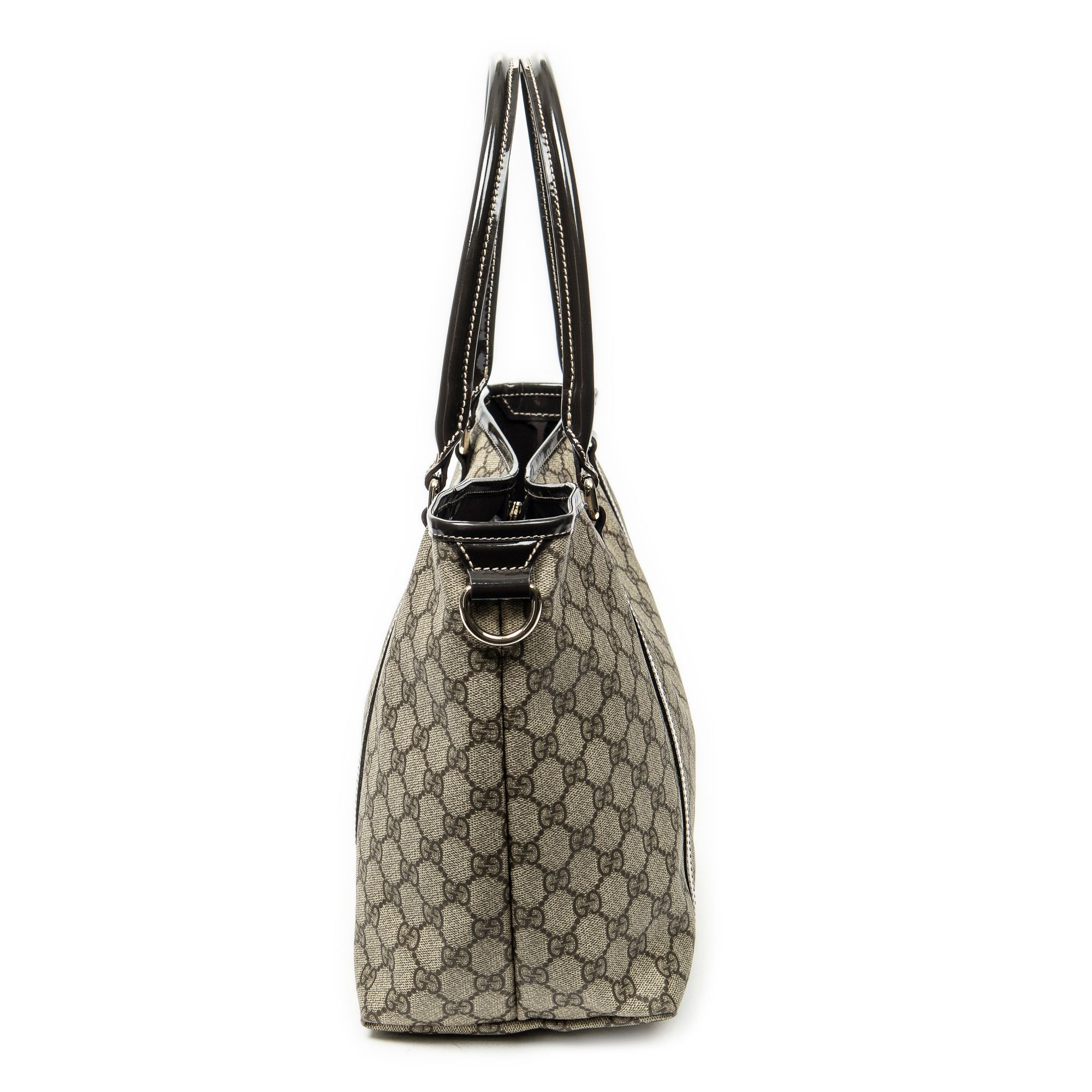 Medium Joy Tote Beige/Dark Brown Supreme Coated Canvas Gold — view 4