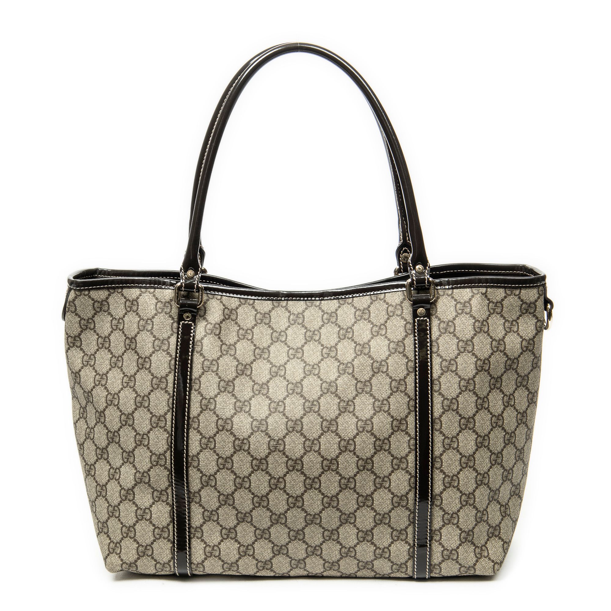 Medium Joy Tote Beige/Dark Brown Supreme Coated Canvas Gold — view 5