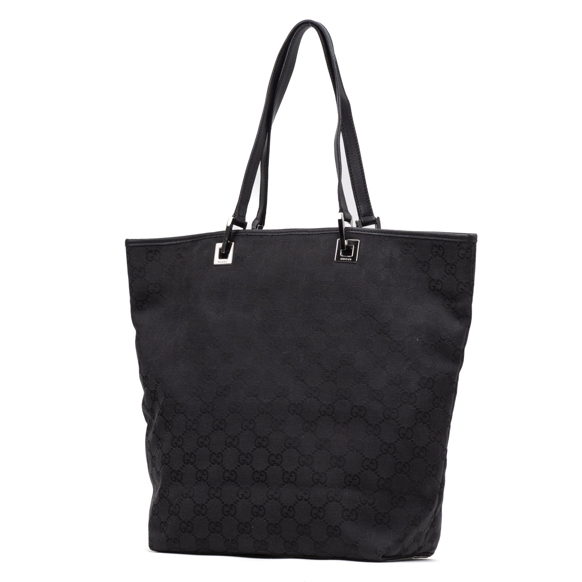 Tall Tote  Black Monogrammed Canvas Silver — view 2