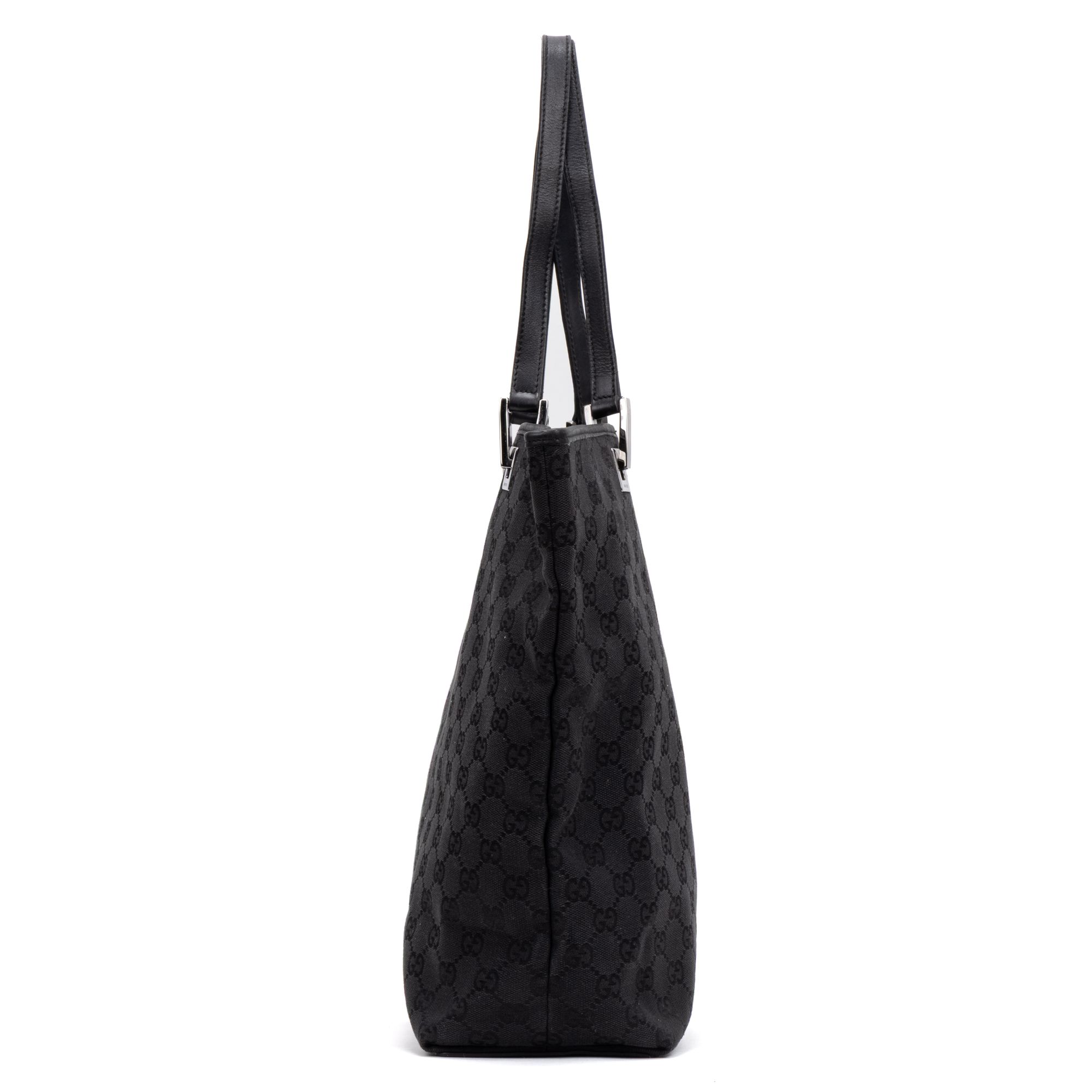 Tall Tote  Black Monogrammed Canvas Silver — view 3