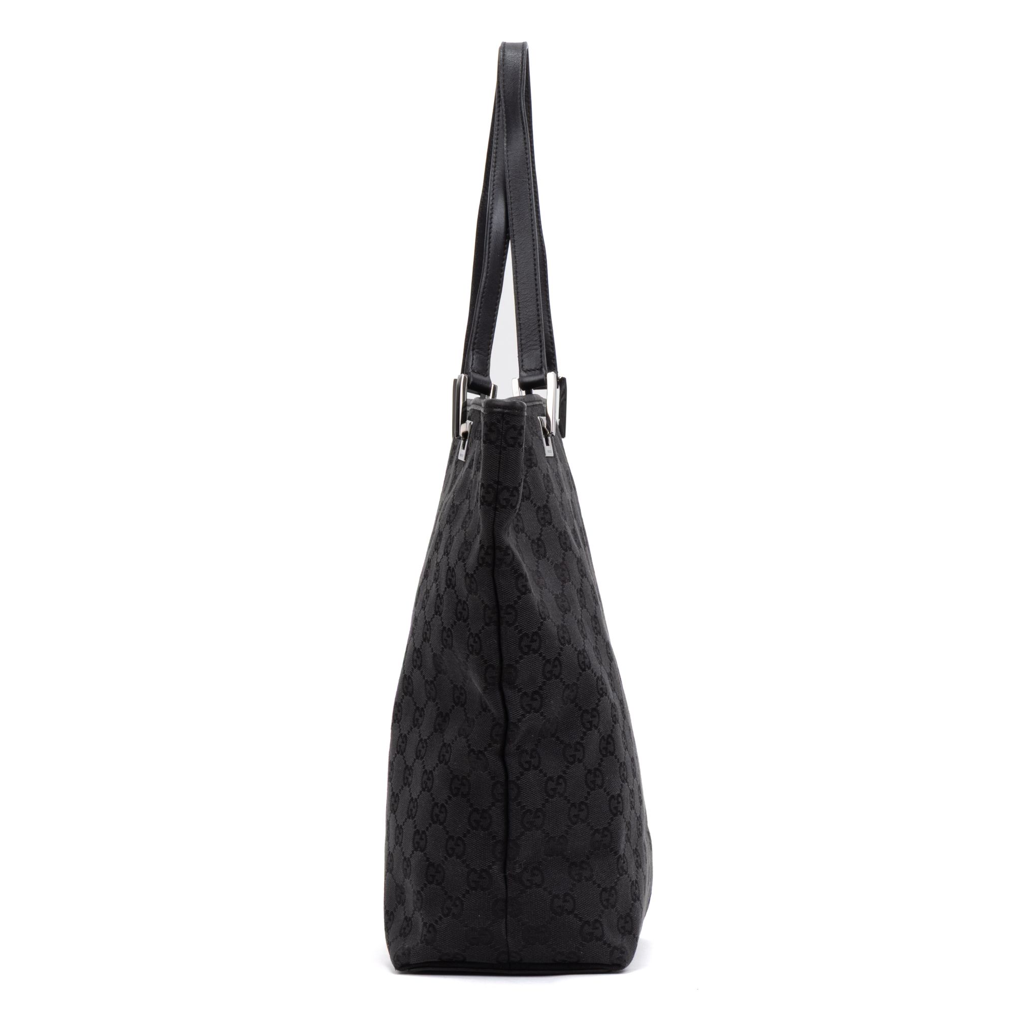 Tall Tote  Black Monogrammed Canvas Silver — view 4