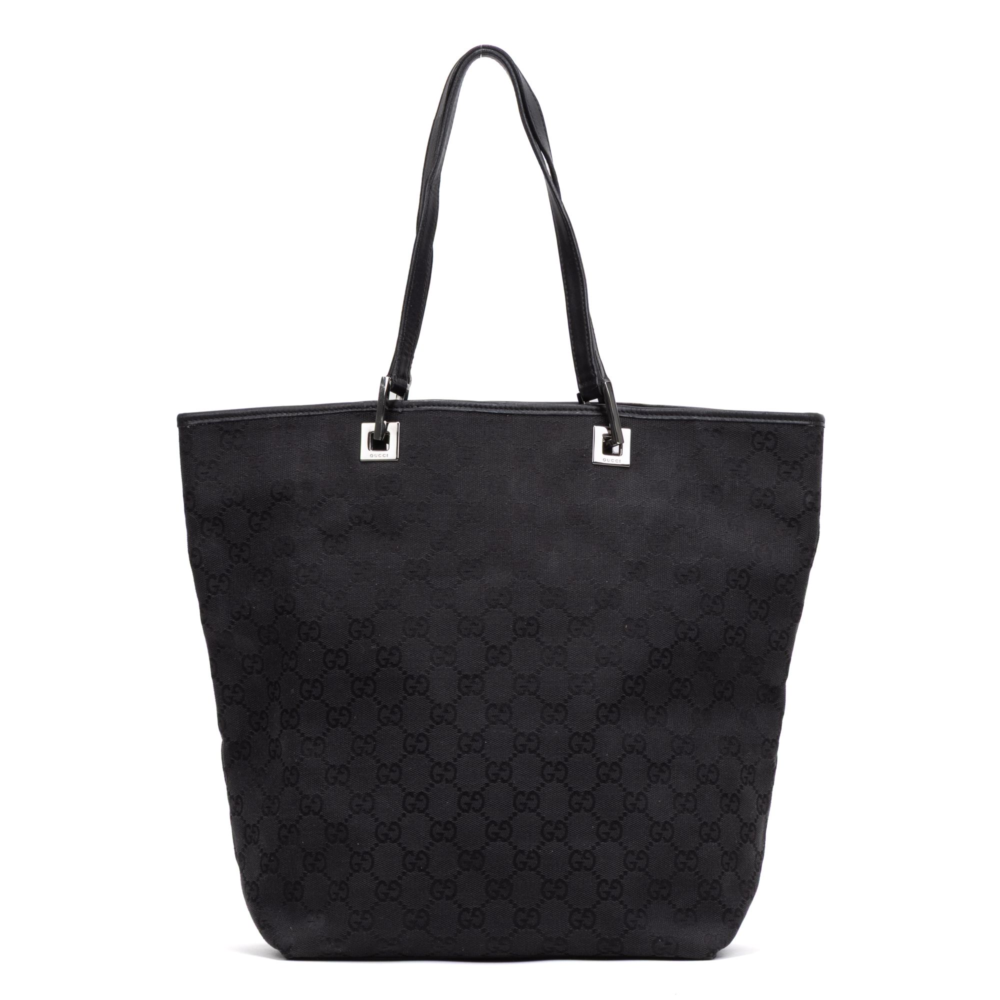 Tall Tote  Black Monogrammed Canvas Silver — view 5