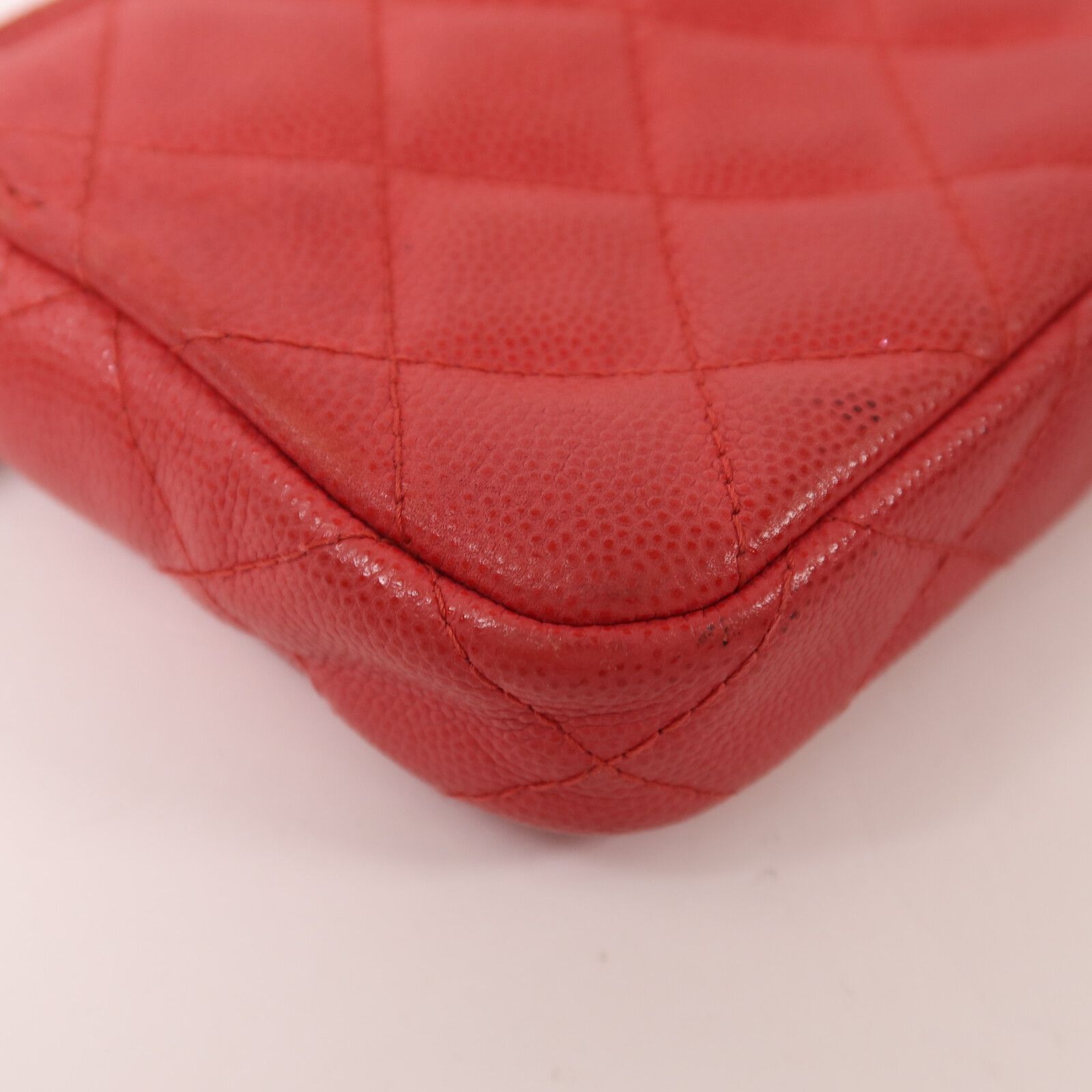 Caviar Leather Chain Double Zip Clutch w/GHW — view 14