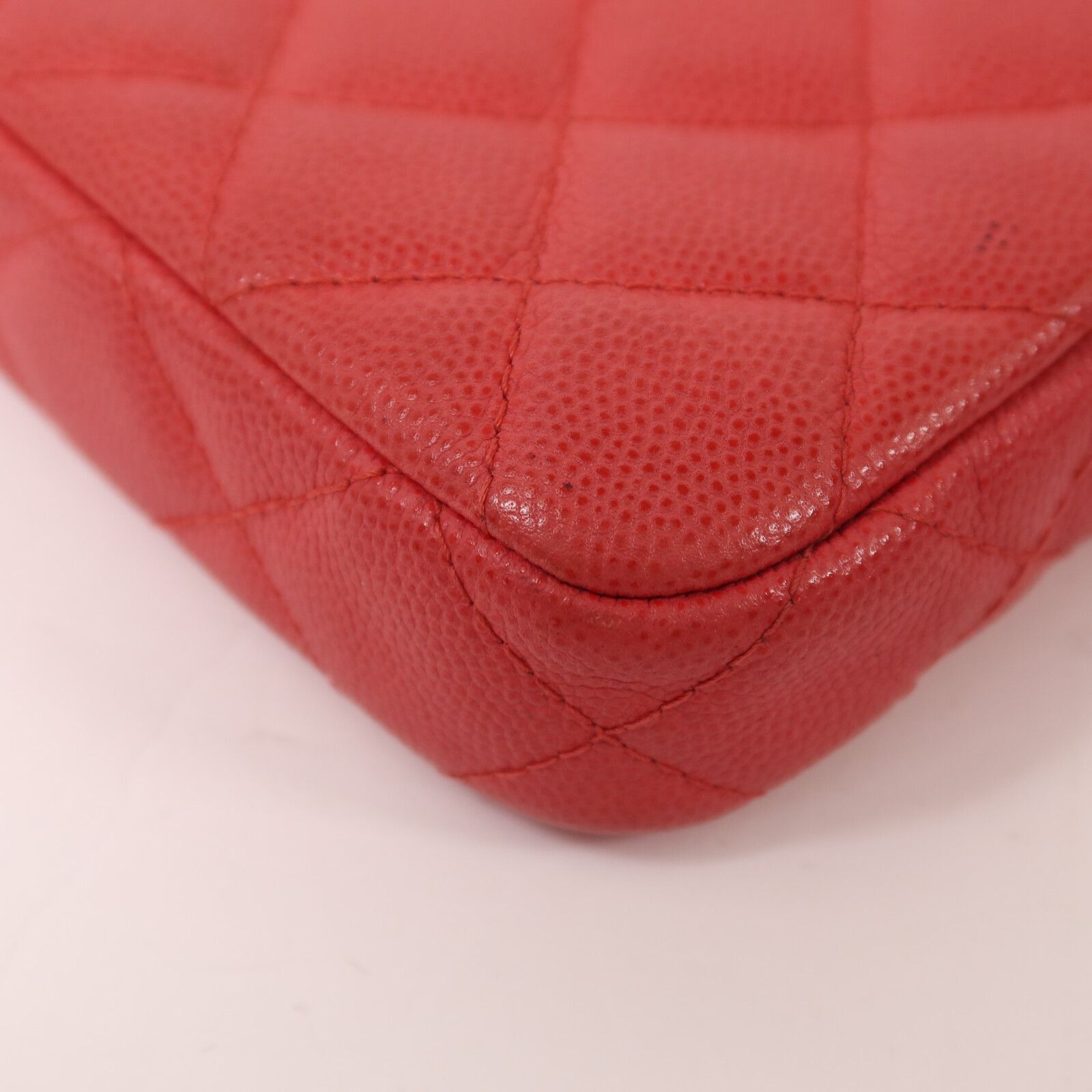Caviar Leather Chain Double Zip Clutch w/GHW — view 15