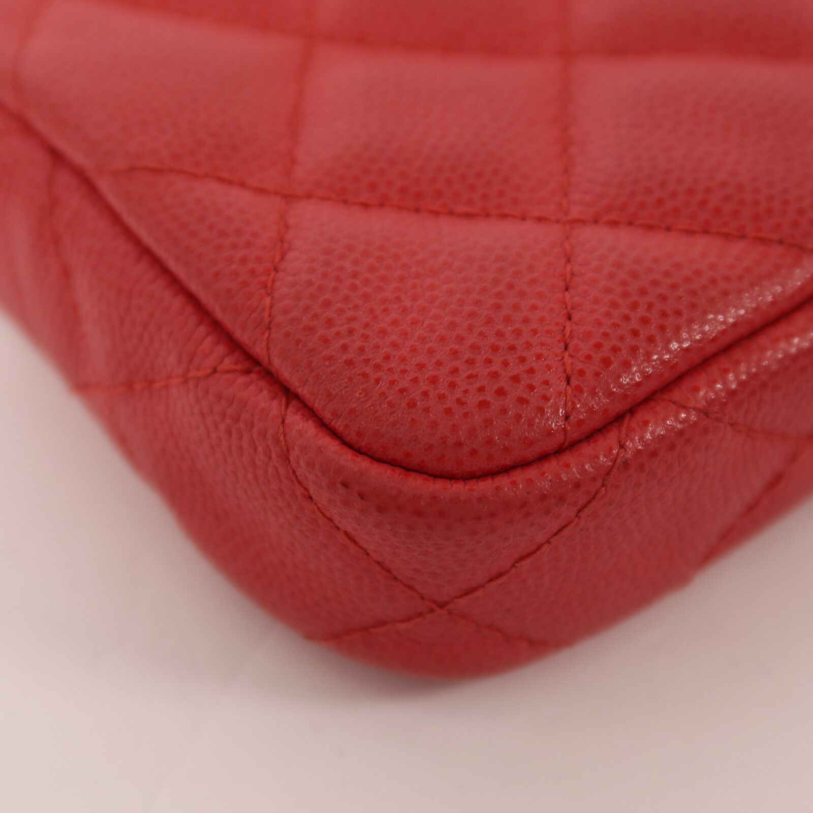 Caviar Leather Chain Double Zip Clutch w/GHW — view 16