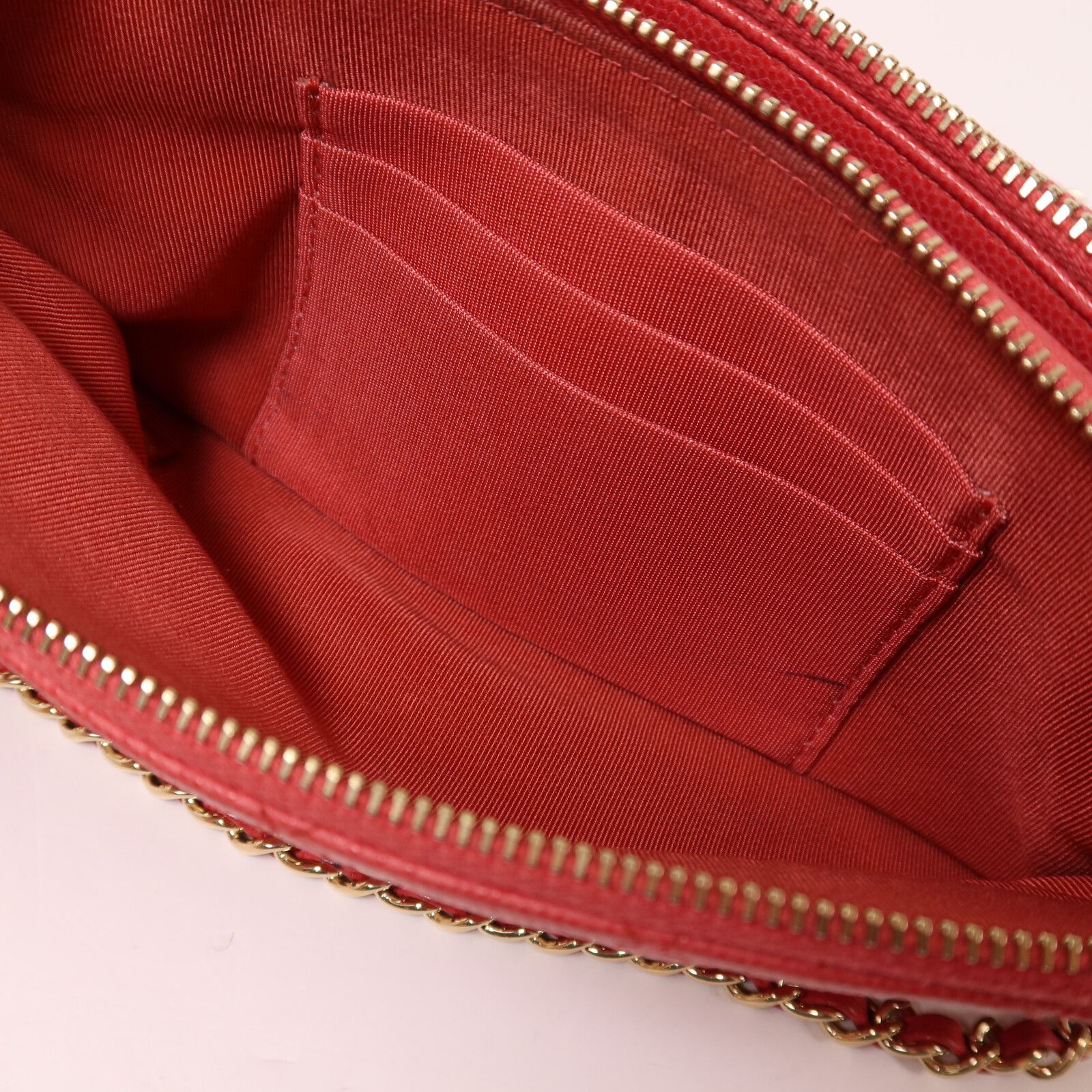 Caviar Leather Chain Double Zip Clutch w/GHW — view 18