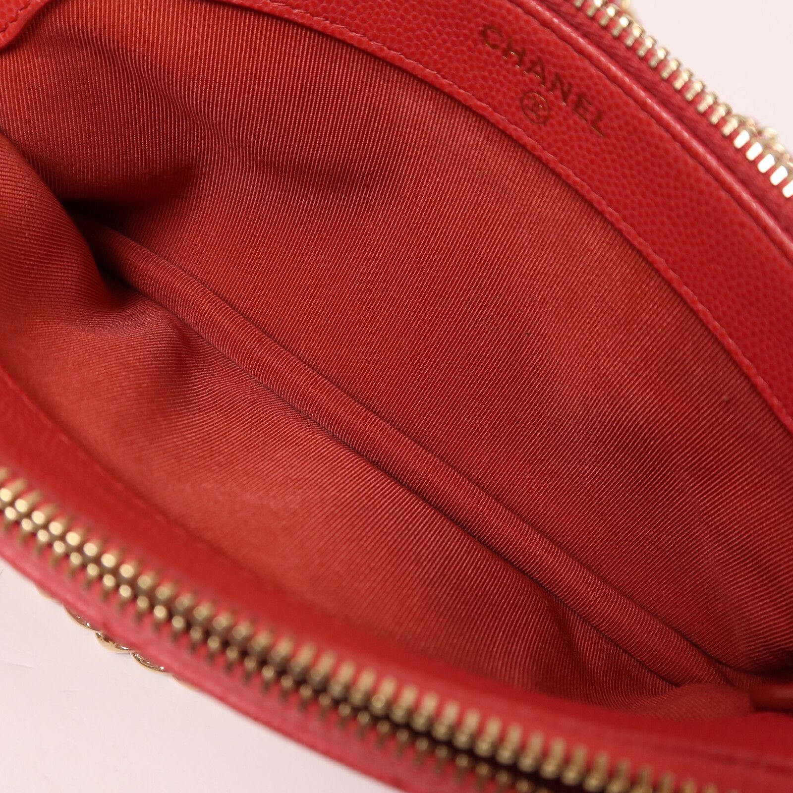 Caviar Leather Chain Double Zip Clutch w/GHW — view 19