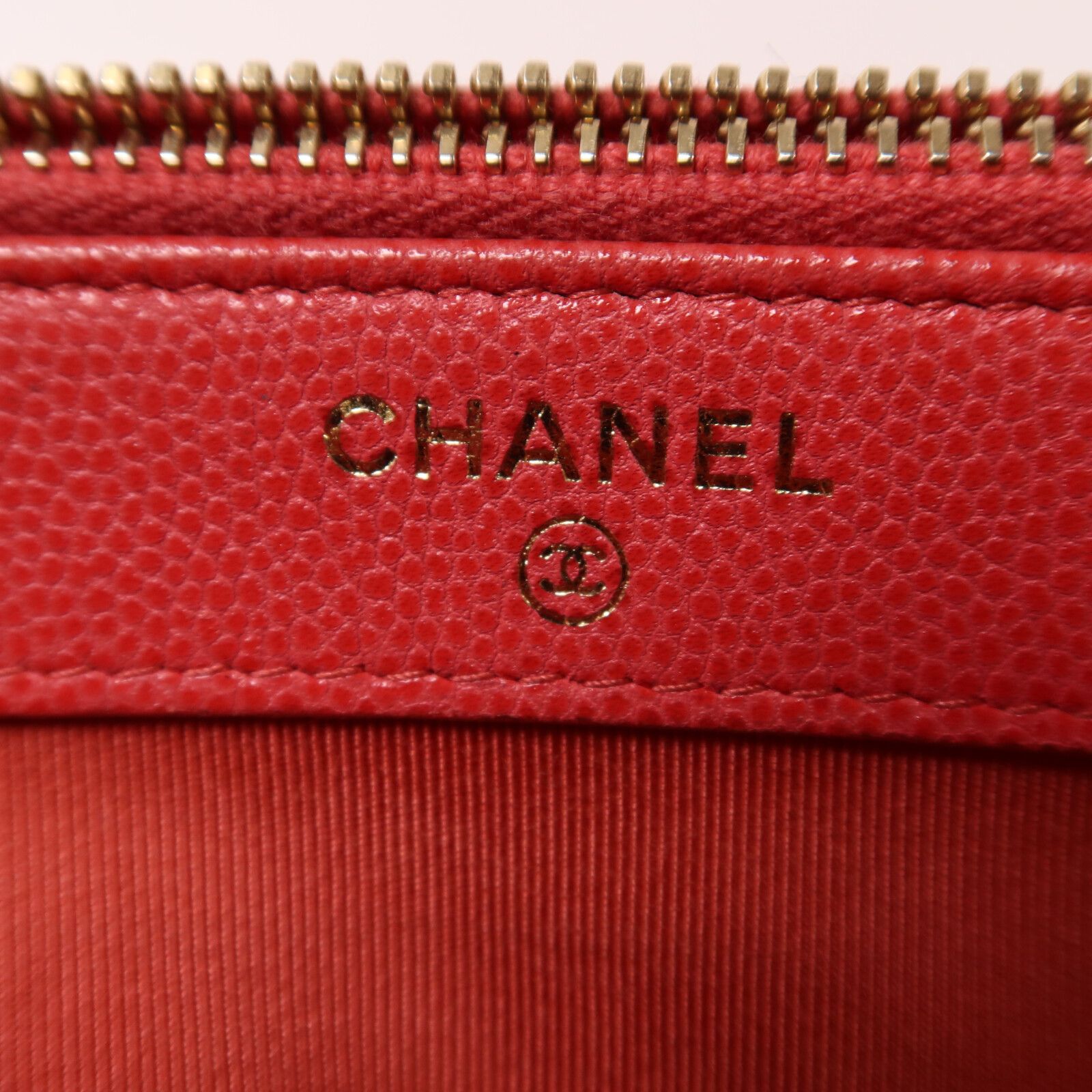 Caviar Leather Chain Double Zip Clutch w/GHW — view 6