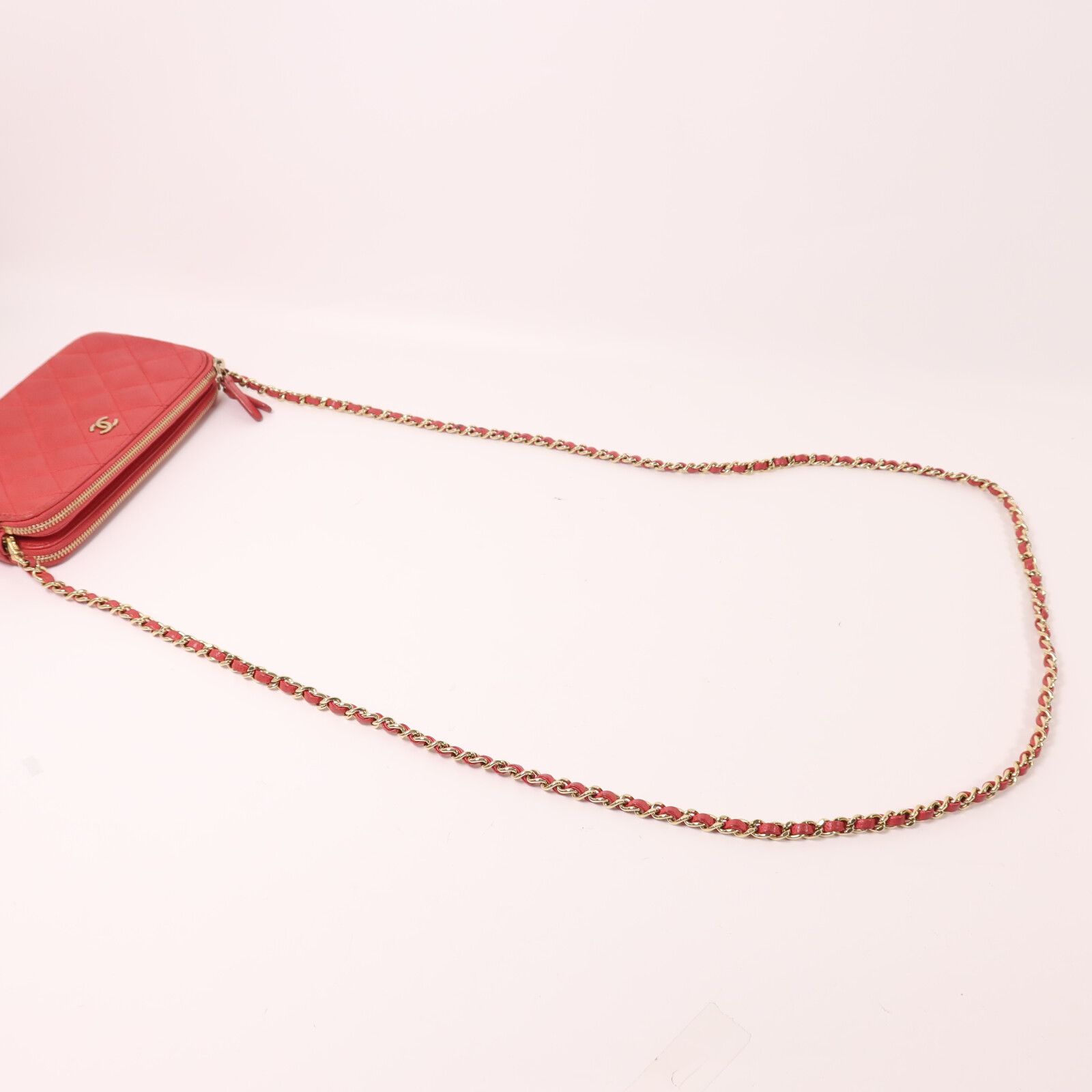 Caviar Leather Chain Double Zip Clutch w/GHW — view 9