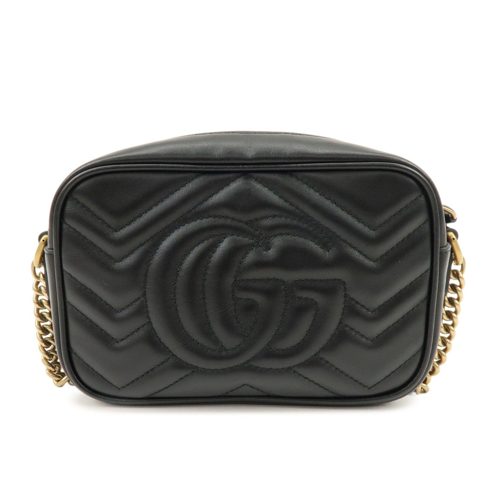 GG Marmont Double G Shevron Leather Shoulder Bag Black 448065 — view 2