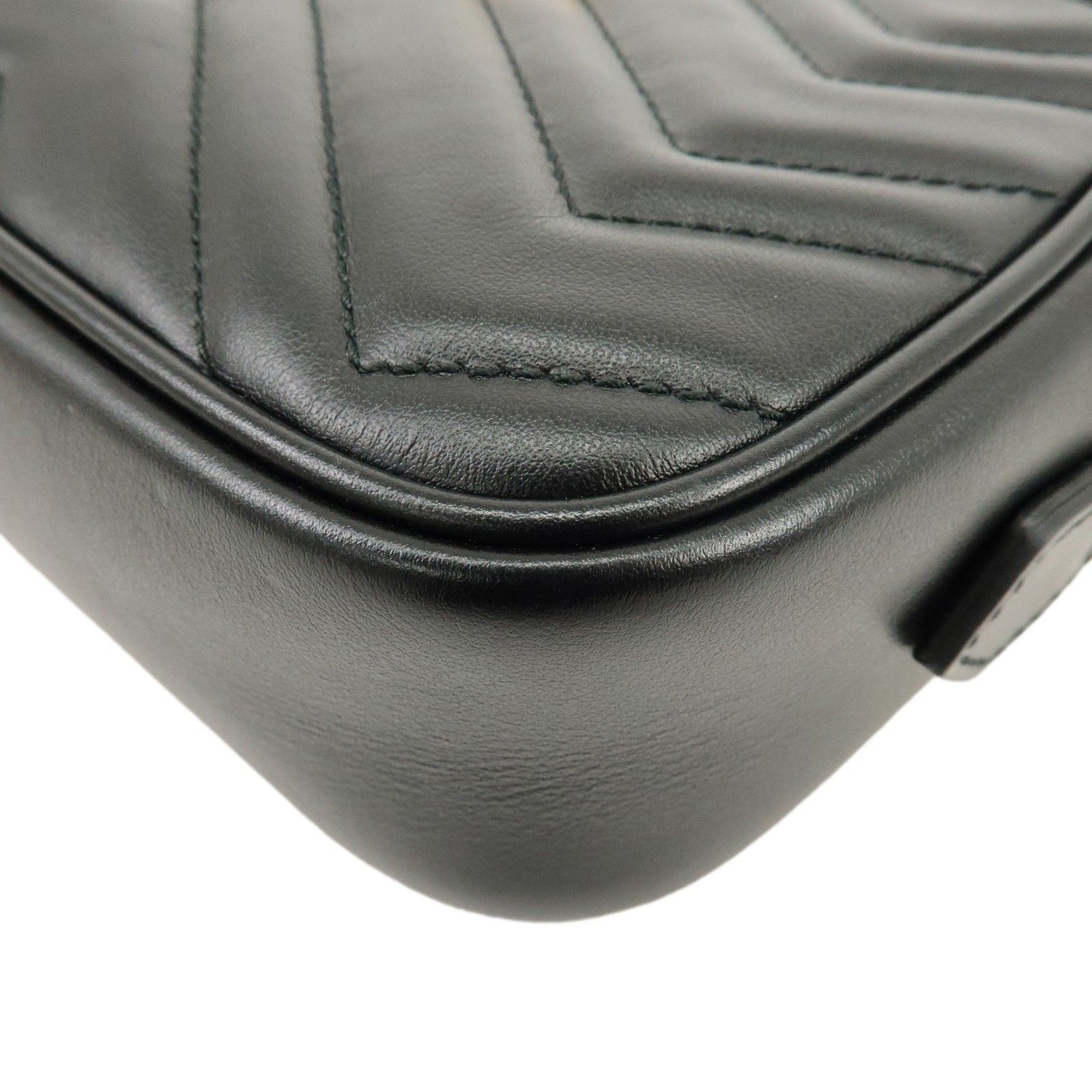 GG Marmont Double G Shevron Leather Shoulder Bag Black 448065 — view 6