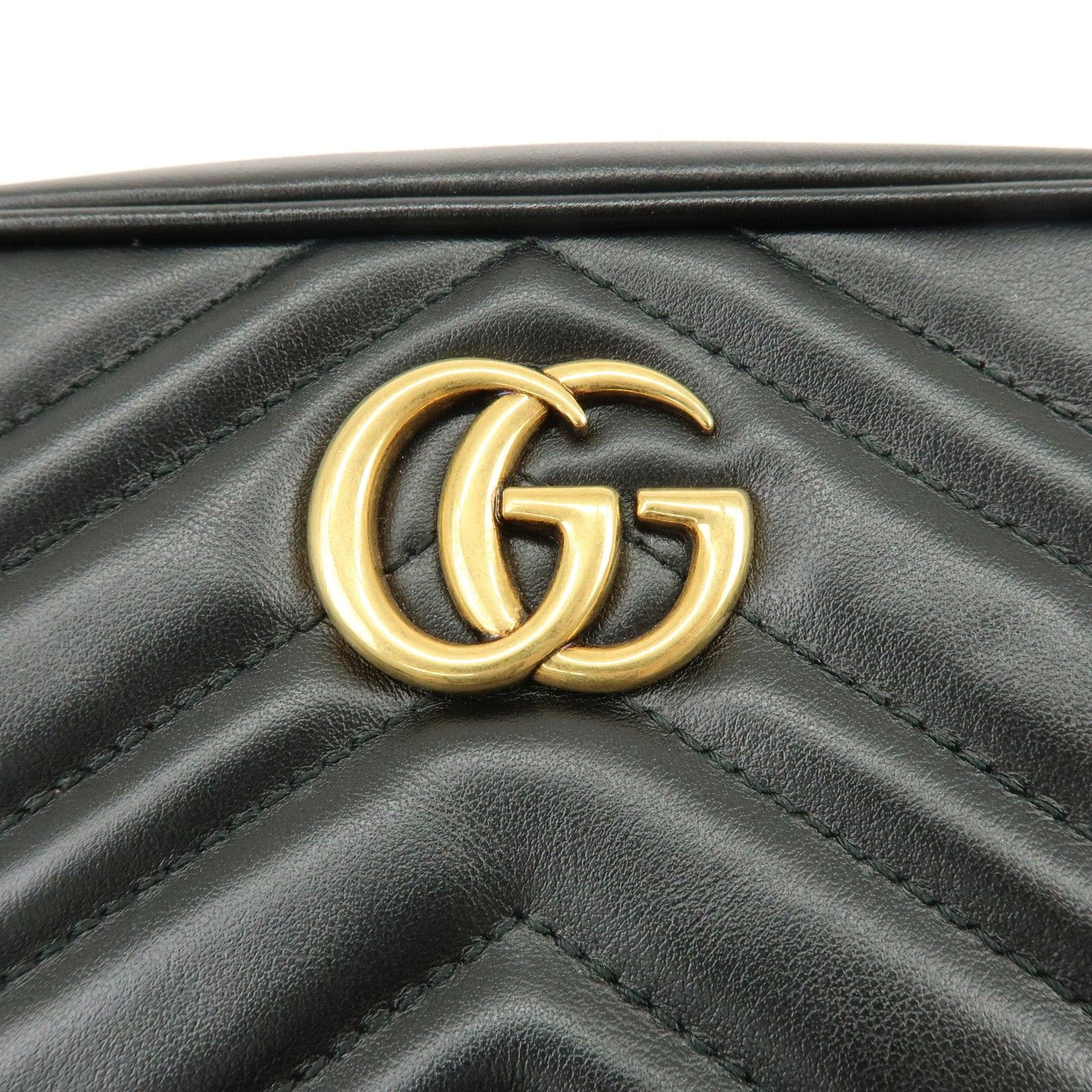 GG Marmont Double G Shevron Leather Shoulder Bag Black 448065 — view 7