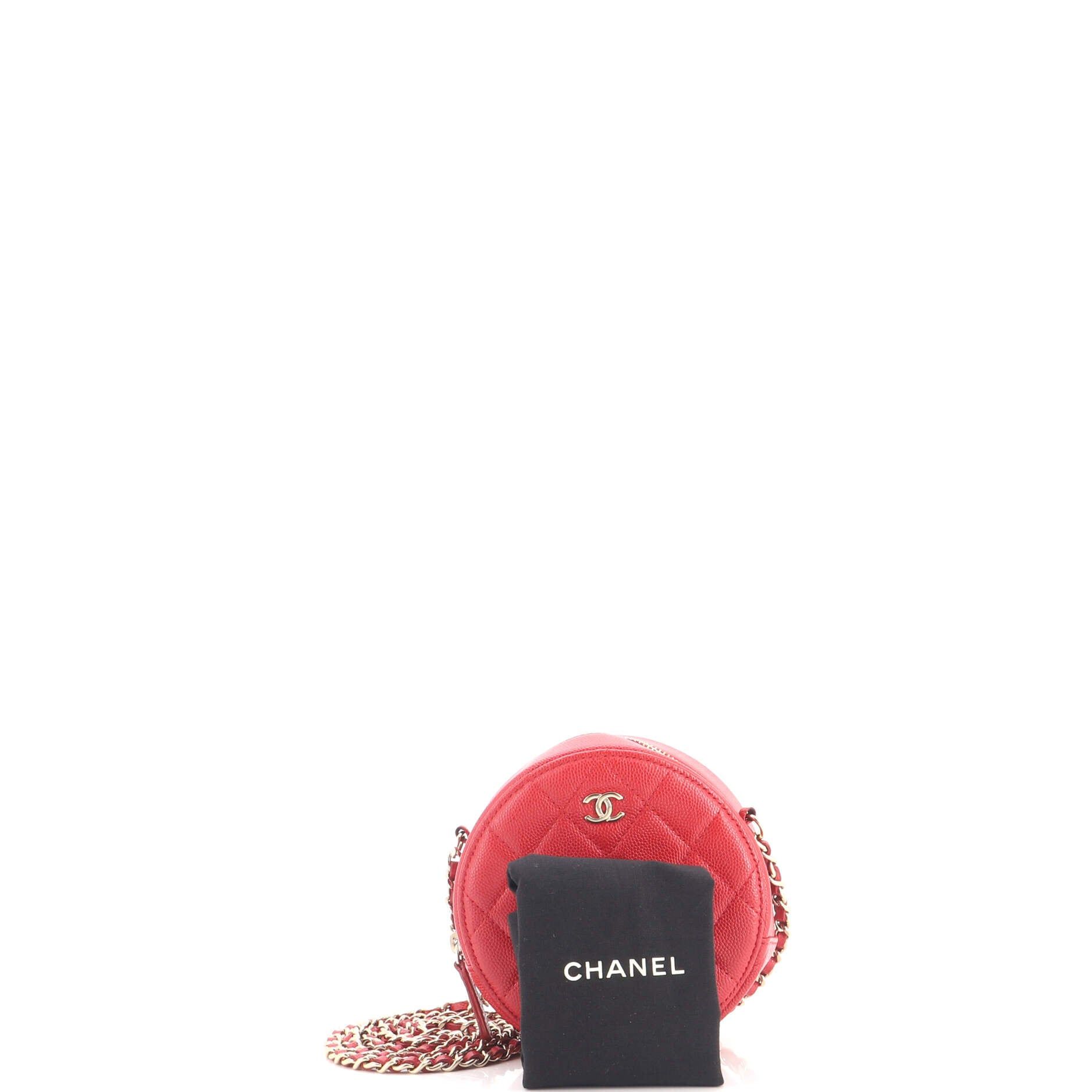 Round Clutch With Chain Quilted Caviar Mini — view 2