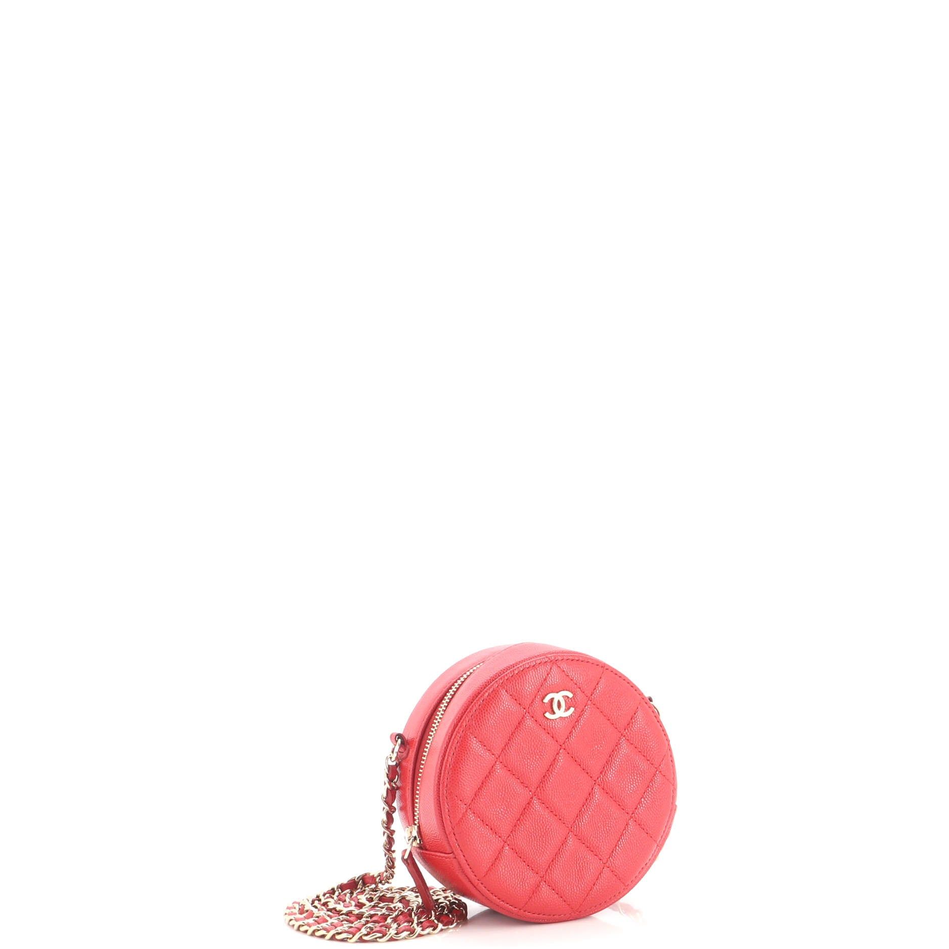 Round Clutch With Chain Quilted Caviar Mini — view 3