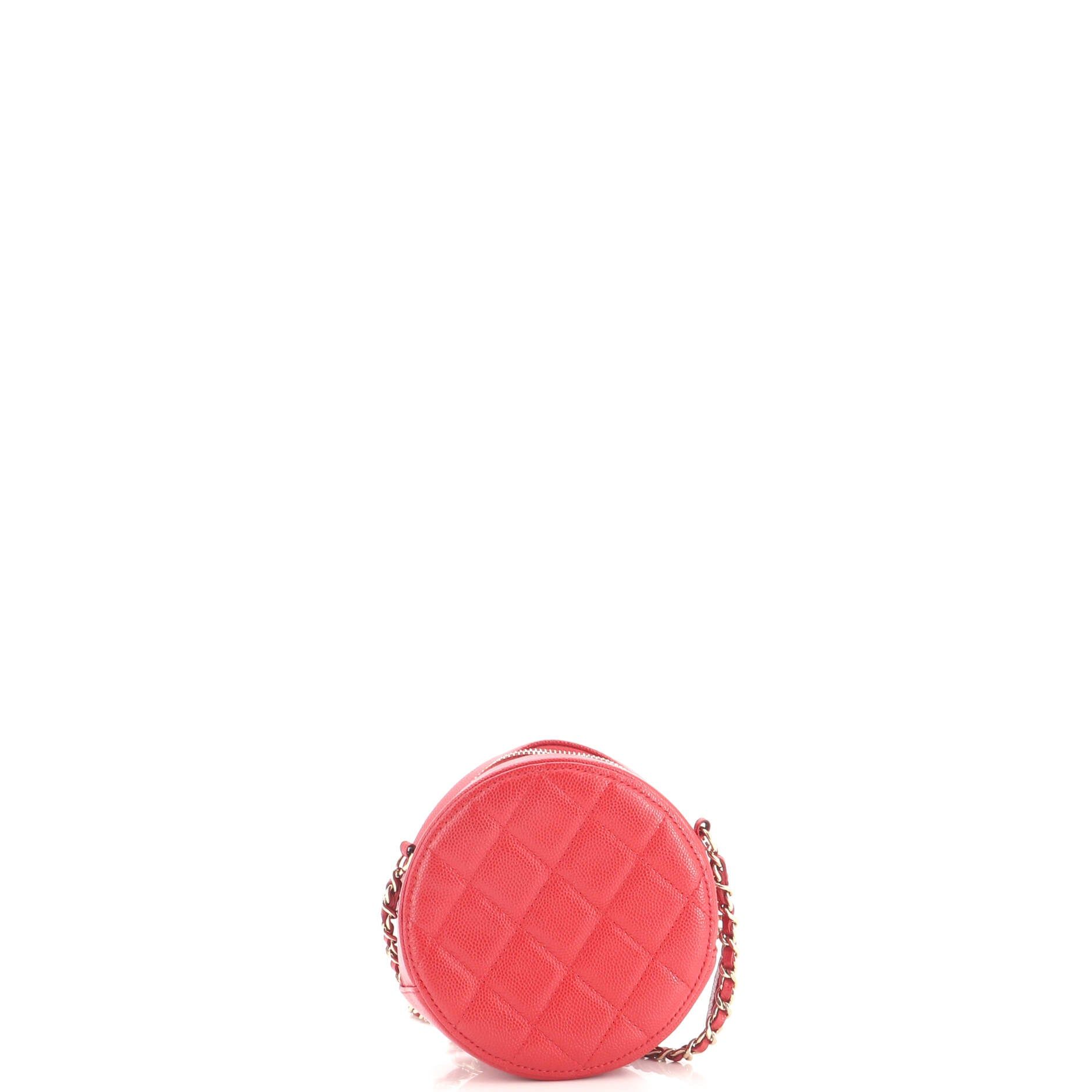Round Clutch With Chain Quilted Caviar Mini — view 4