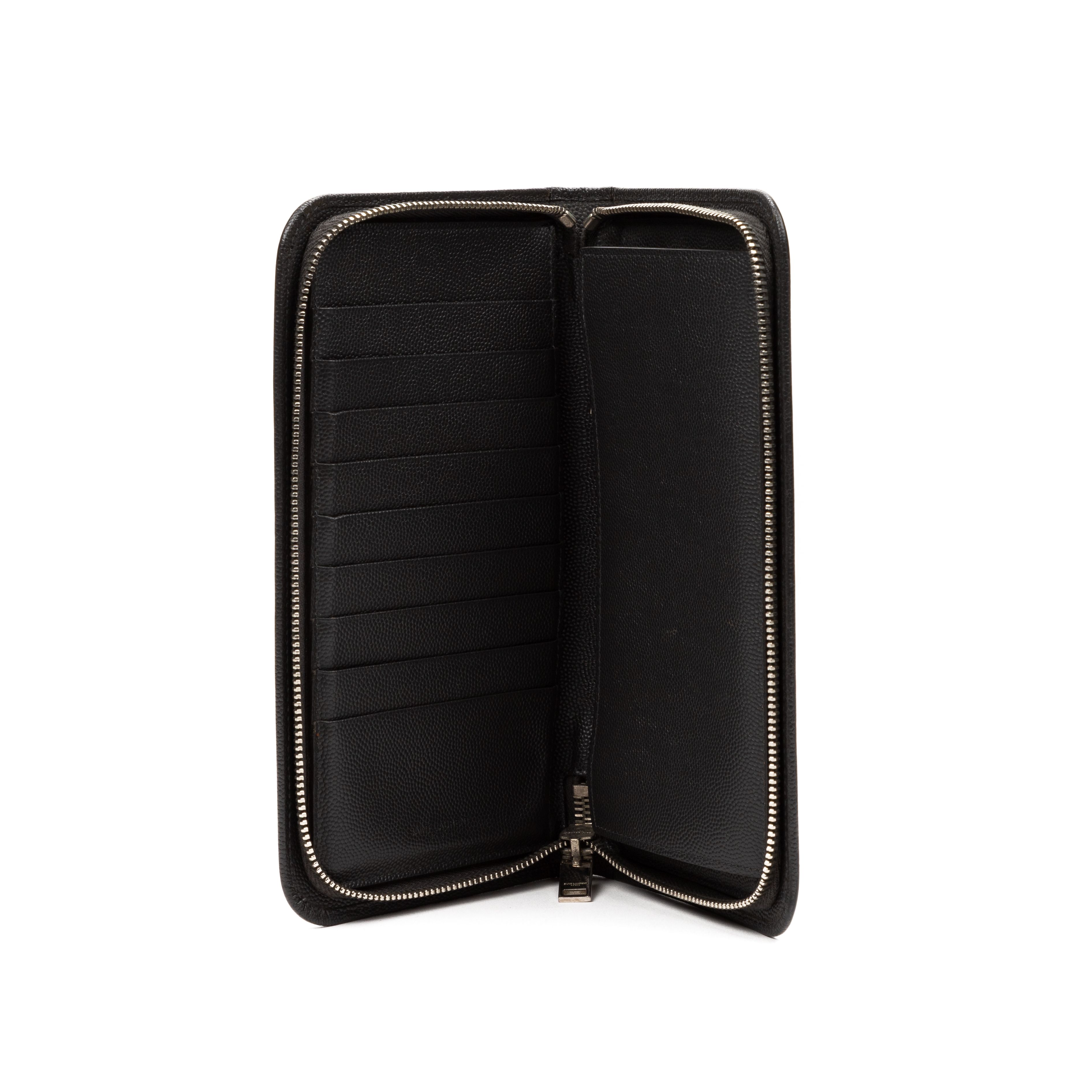 Yves Saint Laurent Zip Around Wallet Grained Leather — view 3