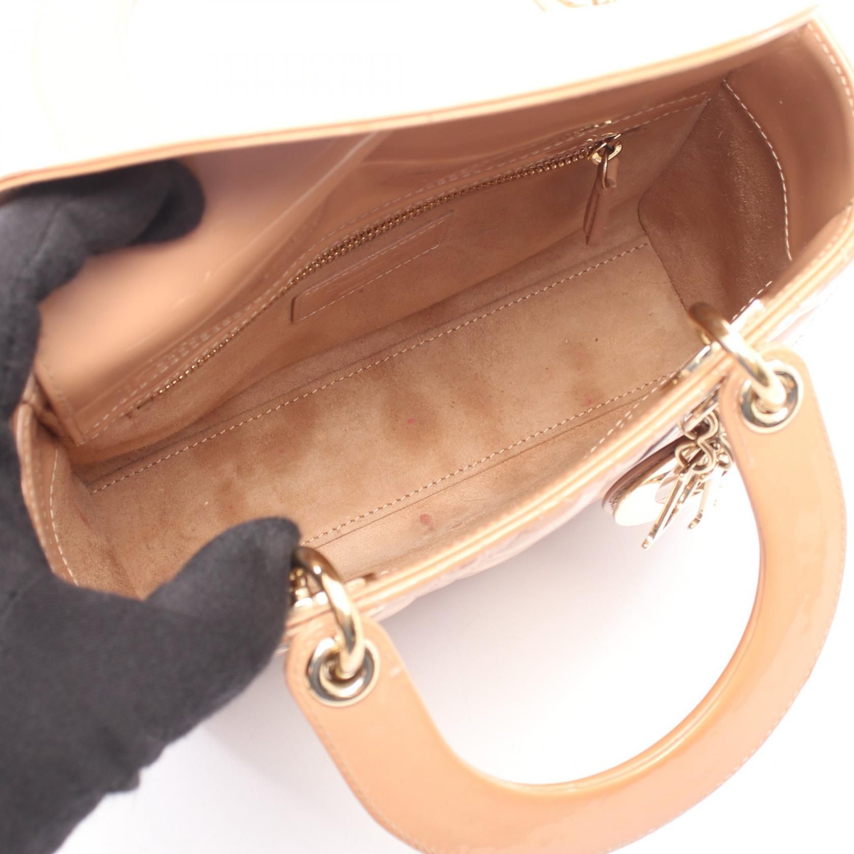 Lady Christian Dior Small 2-way Handbag Pink Patent Leather — view 3
