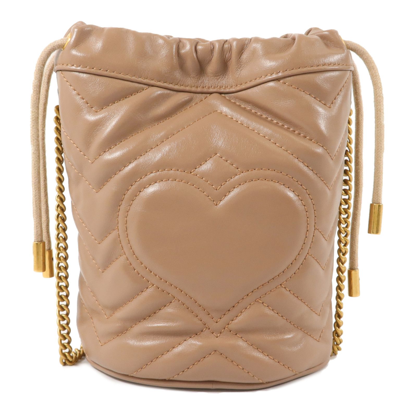 Cowhide Leather Gg Marmont Mini Bucket Crossbody Back Bag Gray Taupe Calfskin (cowhide) — view 2