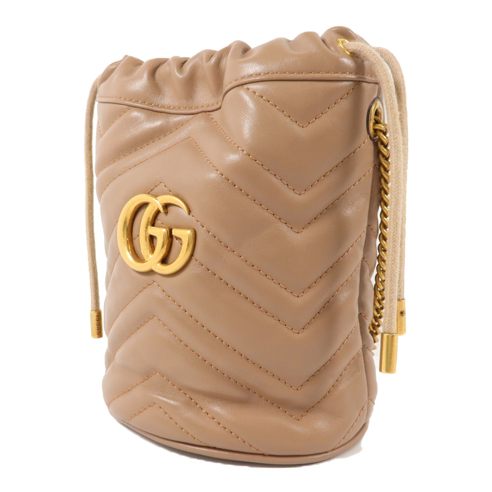 Cowhide Leather Gg Marmont Mini Bucket Crossbody Back Bag Gray Taupe Calfskin (cowhide) — view 3