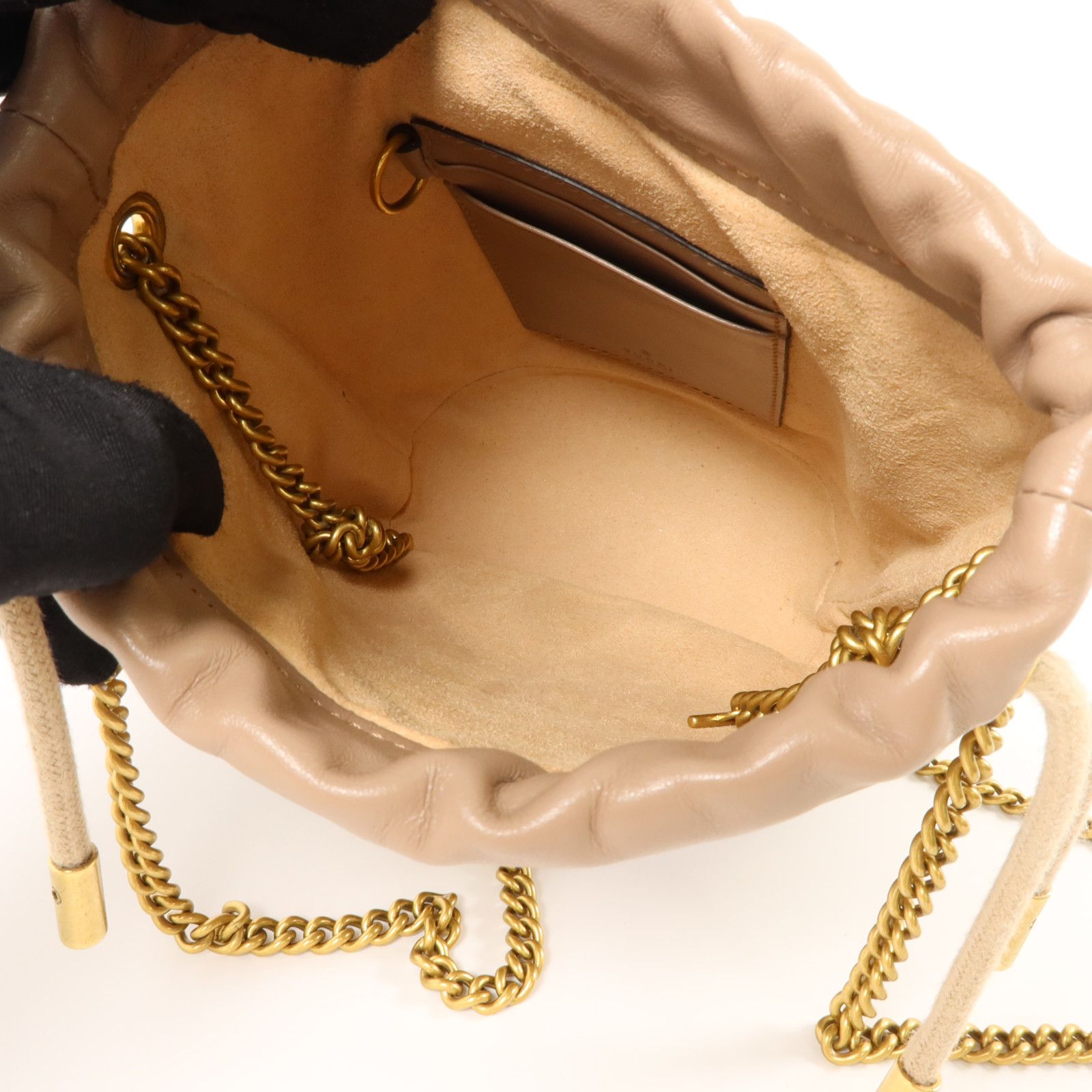 Cowhide Leather Gg Marmont Mini Bucket Crossbody Back Bag Gray Taupe Calfskin (cowhide) — view 5